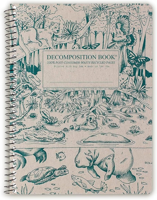 Decomposition Everglades College Ruled Spiral Notebook - 9.75 x 7.5 Journal with 160 Lined Pages - 100% Recycled Paper - Notebooks for School Supplies, Home & Office - Made in USA