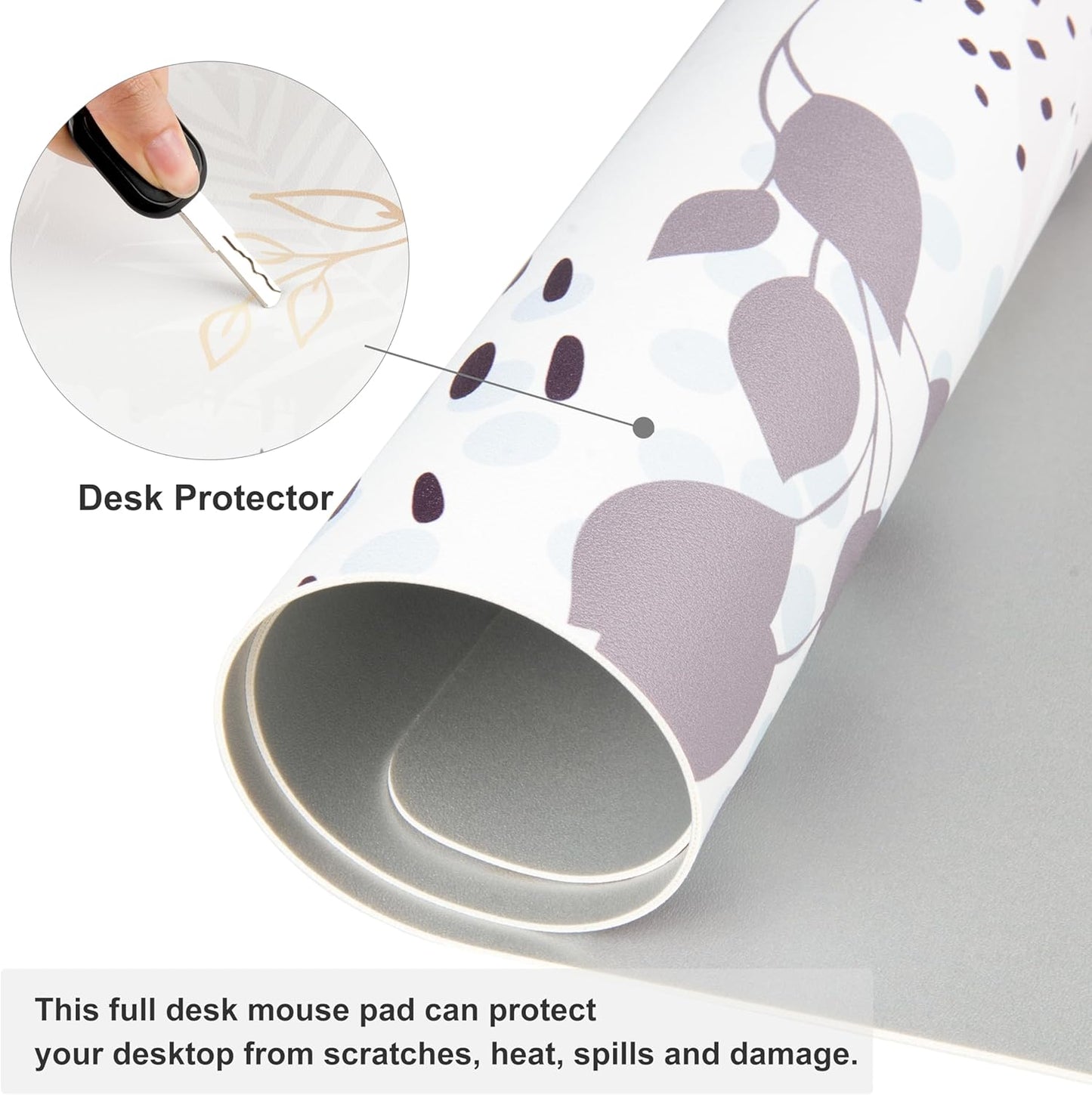 QIYI Large Mouse Pad, Extended Desk Mat for Desktop, PU Leather Waterproof Gaming Mousepad, Computer Desk Accessories Protector Writing Pads for School Office Home 31.5" x 15.7" - Abstract Leaves