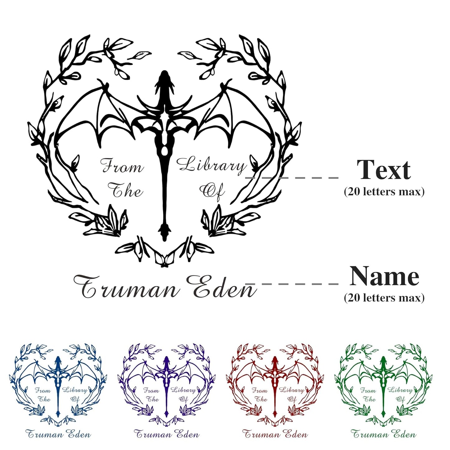 Customized Book Embosser Dragon Color Stamp with Your Name or Design Constellations Personalized Library Embosser Stamp Custom Books Business Cards Paper Documents Notebooks etc. (Dragon Theme - 002)