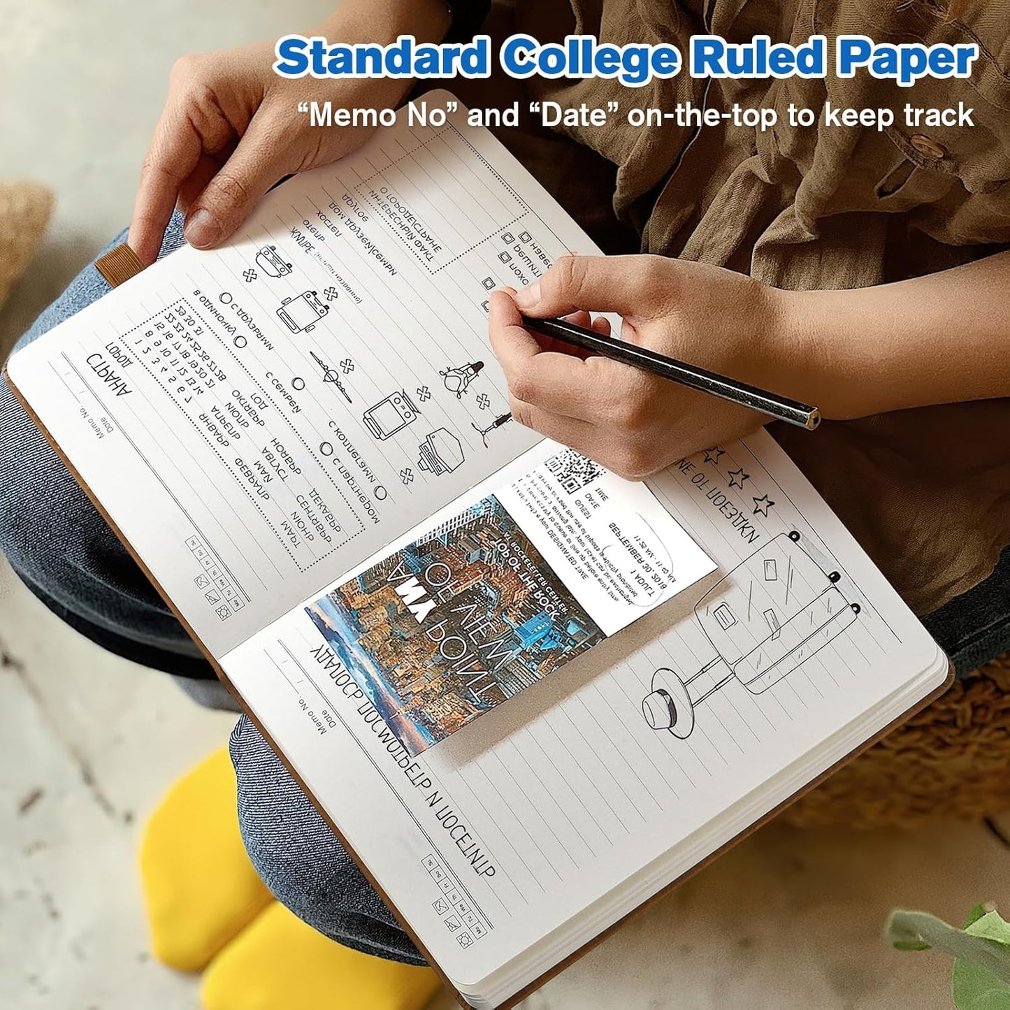 Notebook Journal for Women Men: Leather Journal for Writing, Hardcover College Ruled Journals Notebooks with Thick Paper, Large A5 Daily Journal for Travel, Diary, Gifts for Teens, 5.7"×8.5", Blue