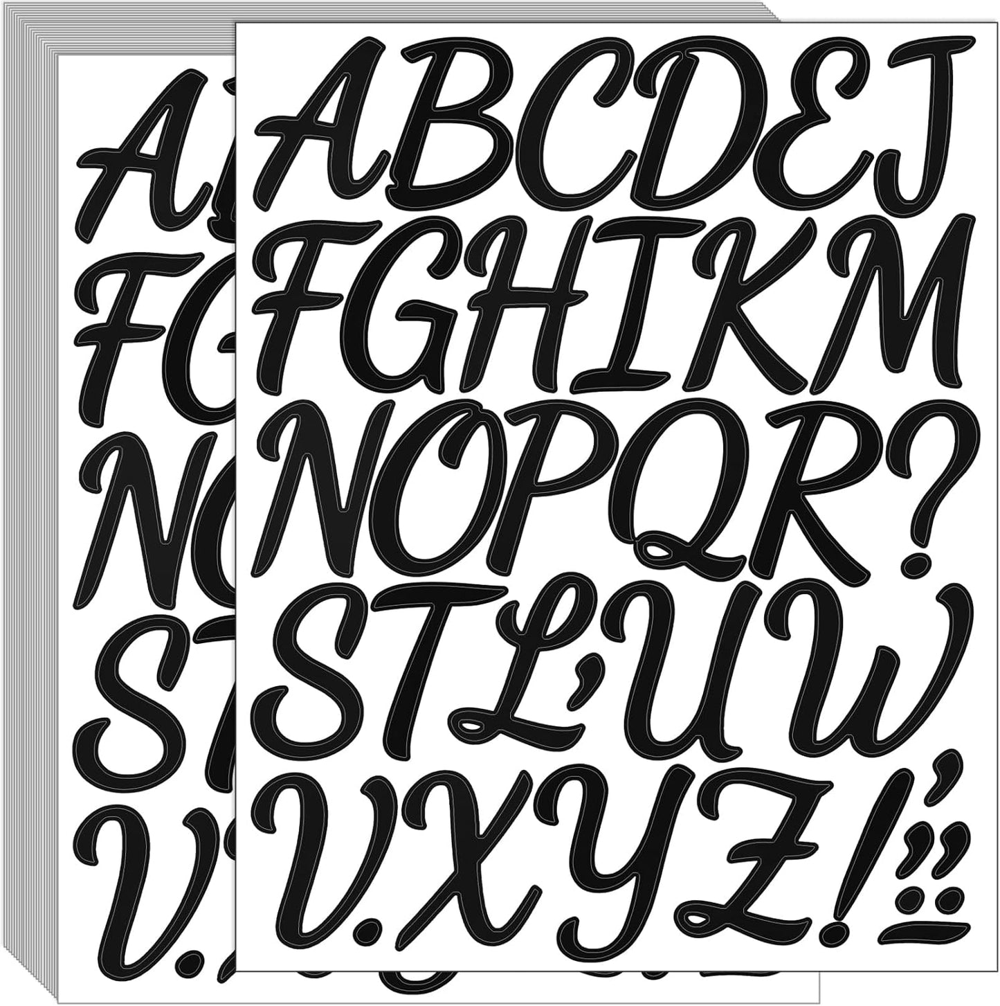 Bemeol 864 Pieces Letter Stickers 24 Sheets 2 Inch Self Adhesive Stickers Letters for Bulletin Board Classroom Mailbox Door Home Decor(Black)