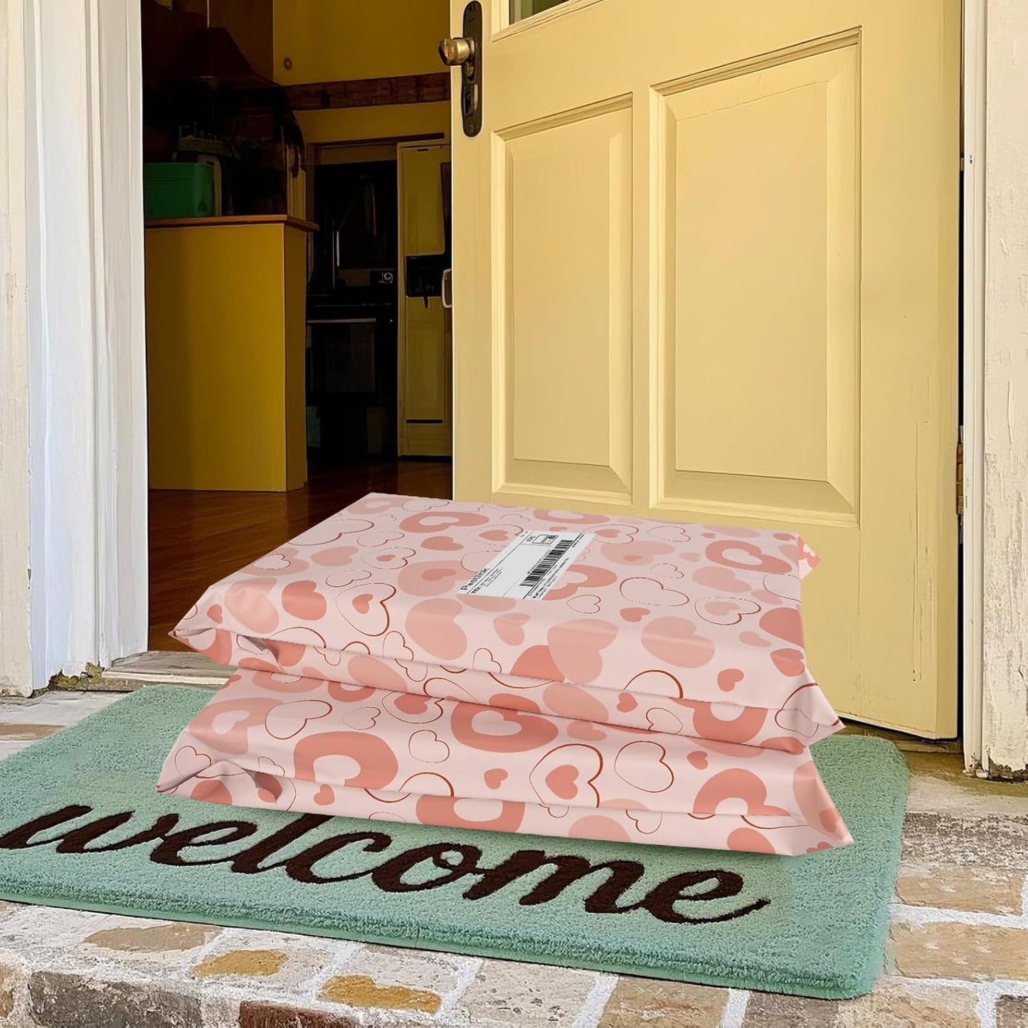 Pink Heart Poly Mailer 12x15.5 Inch 50 Pcs, Waterproof Shipping Bags for Clothing, Tear-Resistant Mailier Bags, Strong Mailing Bags with Self-Seal