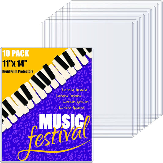 10PCS 11" x 14" Rigid Print Protectors Hard Plastic Sheet Page Protectors Heavy Duty Top Loading Menu Covers Poster Sleeves Clear Plastic Paper Sleeves for Magazine Prints Photo Document