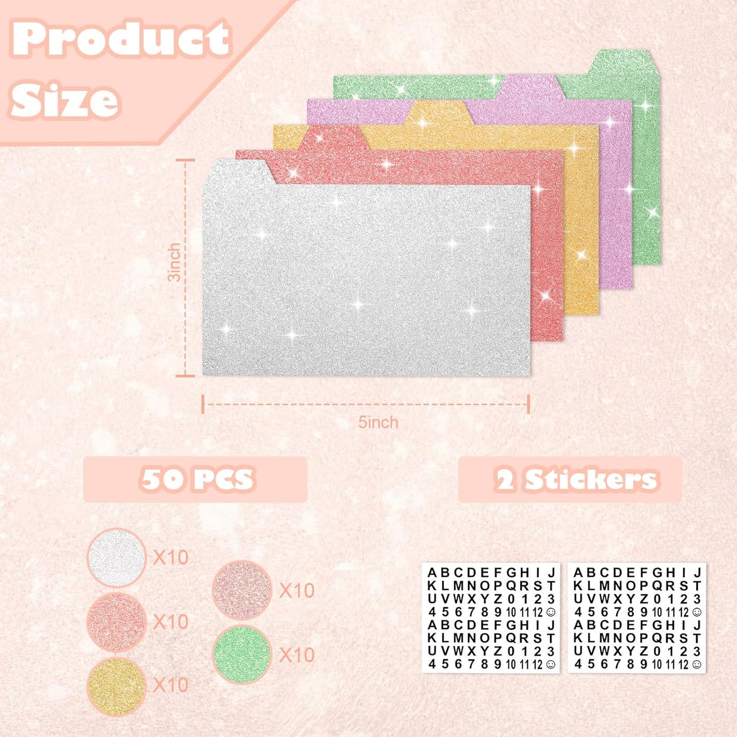 Index Card Dividers 3×5 Index Cards Guide Dividers with Alphabet Stickers Tab Dividers Recipe Guides Colorful Blank Flash Cards Study Cards for Recipe cards School Learning Office (50)