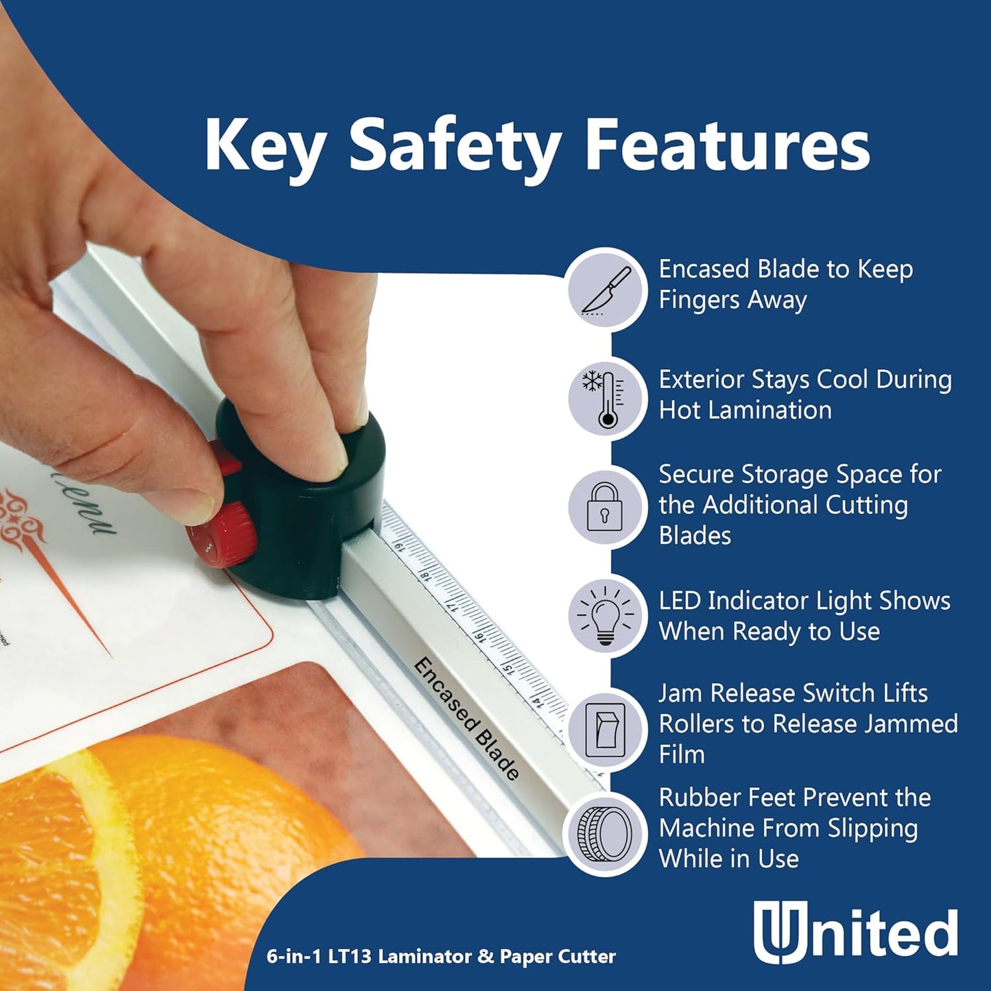 United Office Products LT13 6-in-1 Thermal & Cold Laminator with Paper Trimmer and Corner Rounder, 13” Width, Laminating Machine for Home, Office and Schools