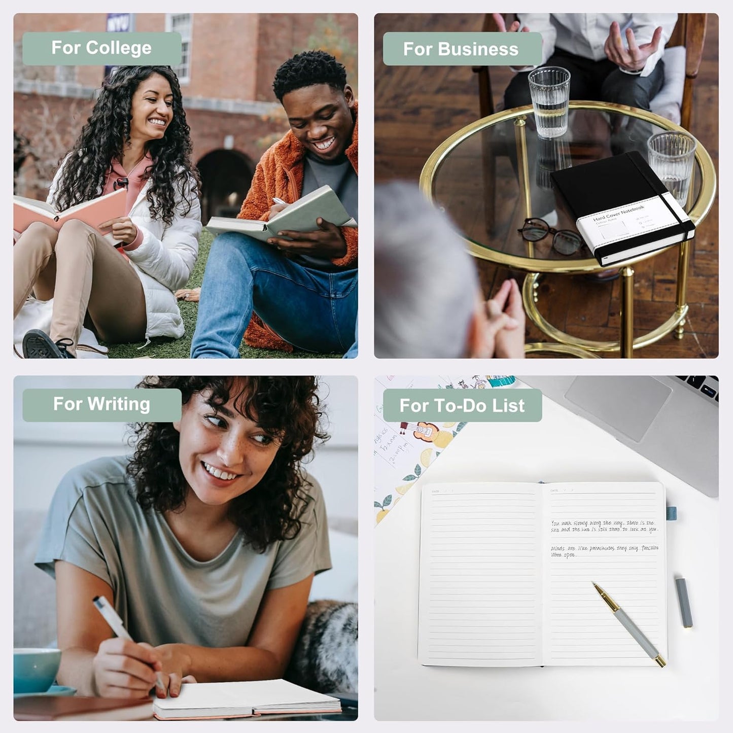 CAGIE Lined Journal Notebook, 320 Pages College Ruled Notebook, 100 Gsm Paper Thick Journal, B5 Hardcover Leather Journals for Writing Women Men, 7.6x10In, Green