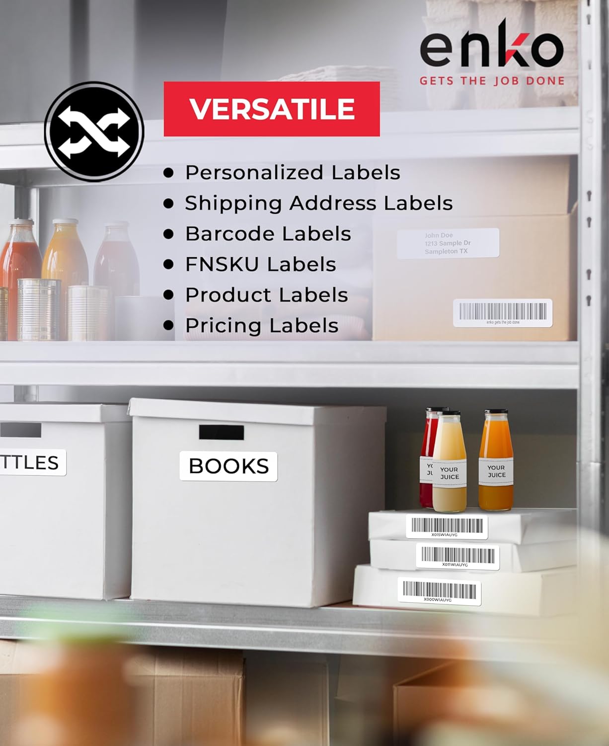 enKo Compatible for Dymo 30336 Labels (1 x 2-1/8 inches) - 6 Rolls, 3,000 Labels for Dymo LabelWriter 450 Turbo Printer and 4XL - Direct Thermal Address, Shipping and Barcode