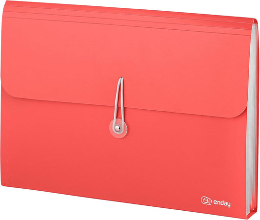Accordion File Organizer Red, 7 Pocket Expanding File and Cover Folder with Labels, Plastic Portable Desktop Letter A4 Paper, Also Available in Purple, Green, Pink, Blue, Grey, 1 Pc – by Enday