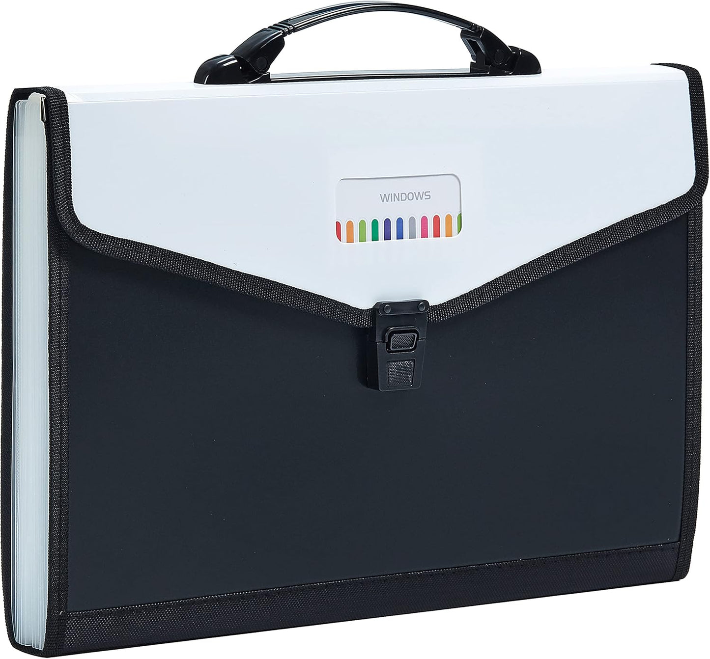 Legal Size 13-Pockets Expanding File Folder with Handle, Plastic Accordion Filling File Folder Expandable Monthly Portable Paper Document Organizer for Office School & Home (Black-1)