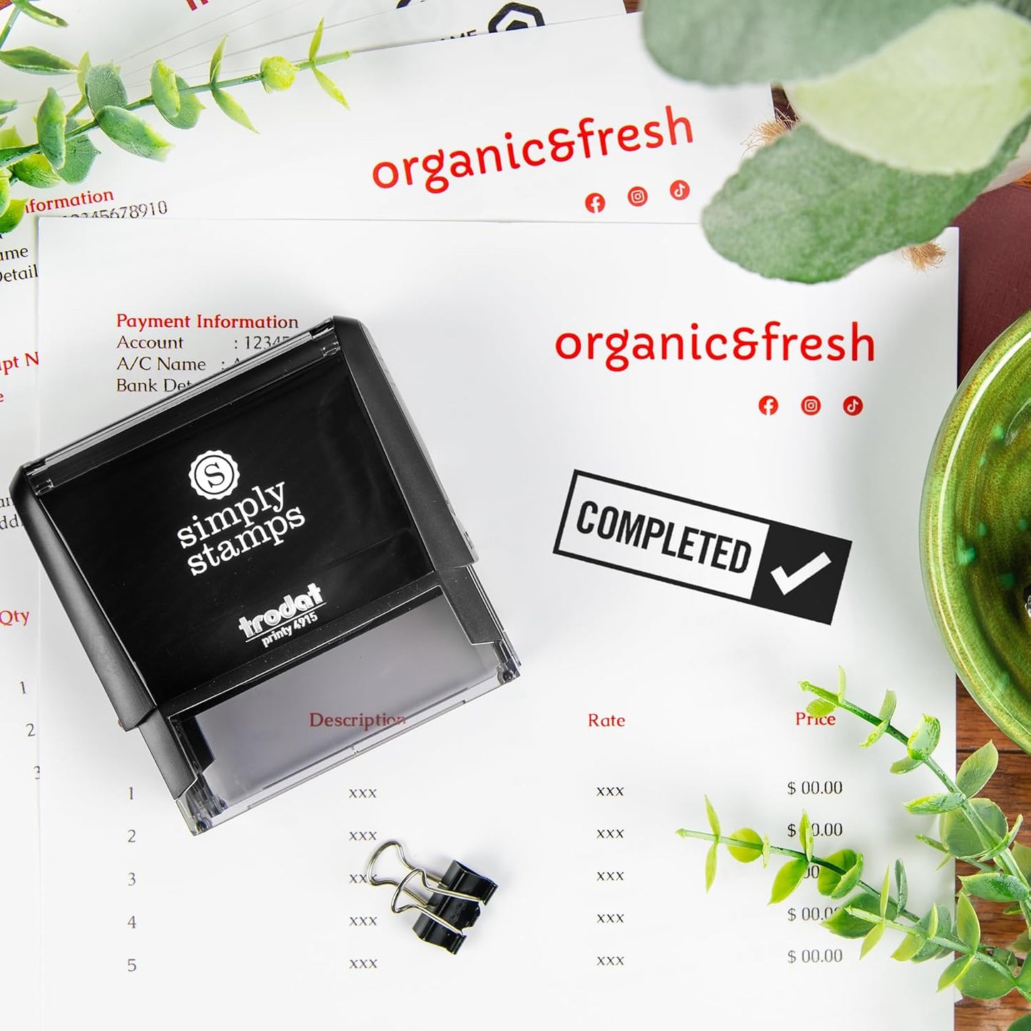 Completed Office Stamp | 4 Different Sizes | 20 Designs | Multiple Color Options | Perfect for Quick Validation of Office Documents (Completed, Xtra Wide)