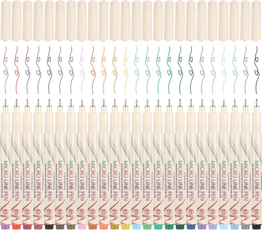 01 Micro Fine Point Pen Set - 24 Waterproof Archival Ink Colors, 0.25mm Fineliner Pens for Art Illustrations, Sketching, Anime, Manga, Technical Drawings & Scrapbooking