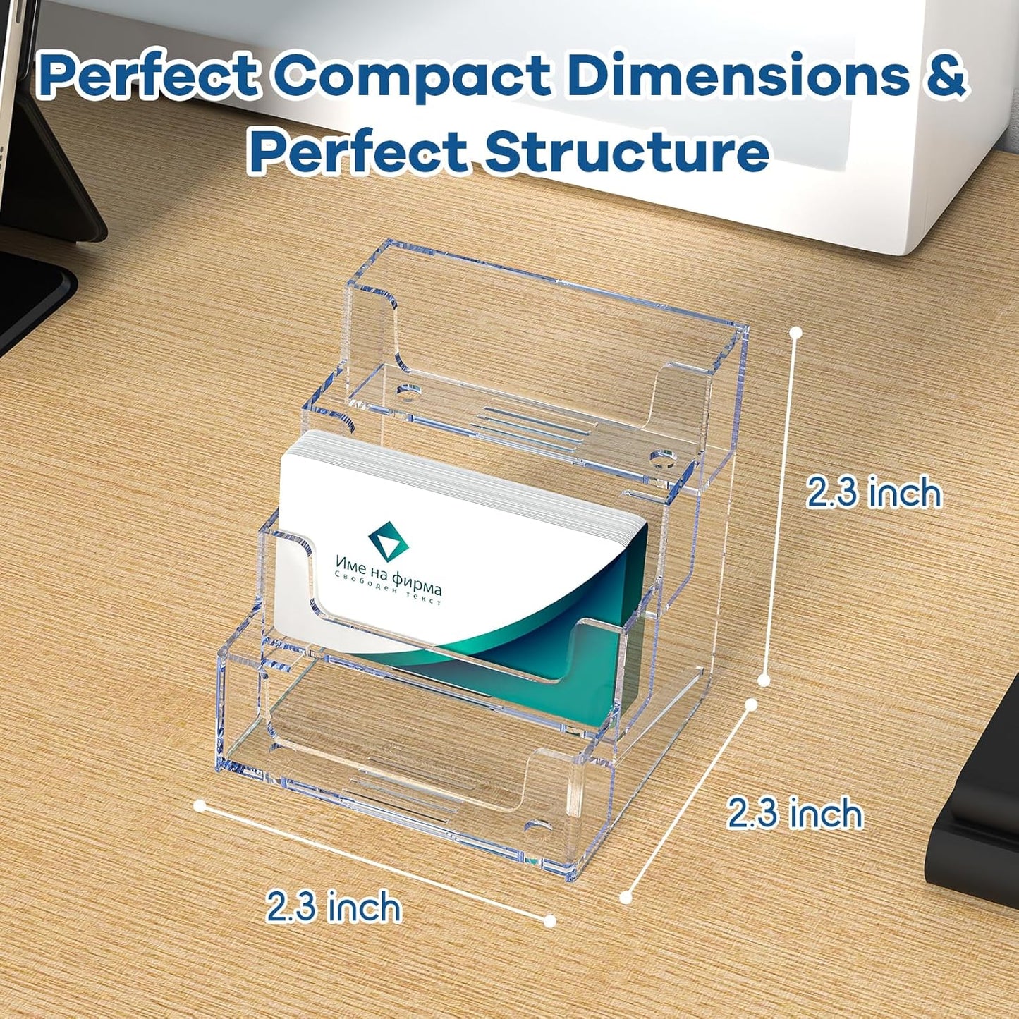 Acrylic Business Card Holder for Desk, Clear Plastic Business Card Stand with 4 Tier, Multiple Business Display Holder for Exhibition, Office and Hotel, 2 Pack