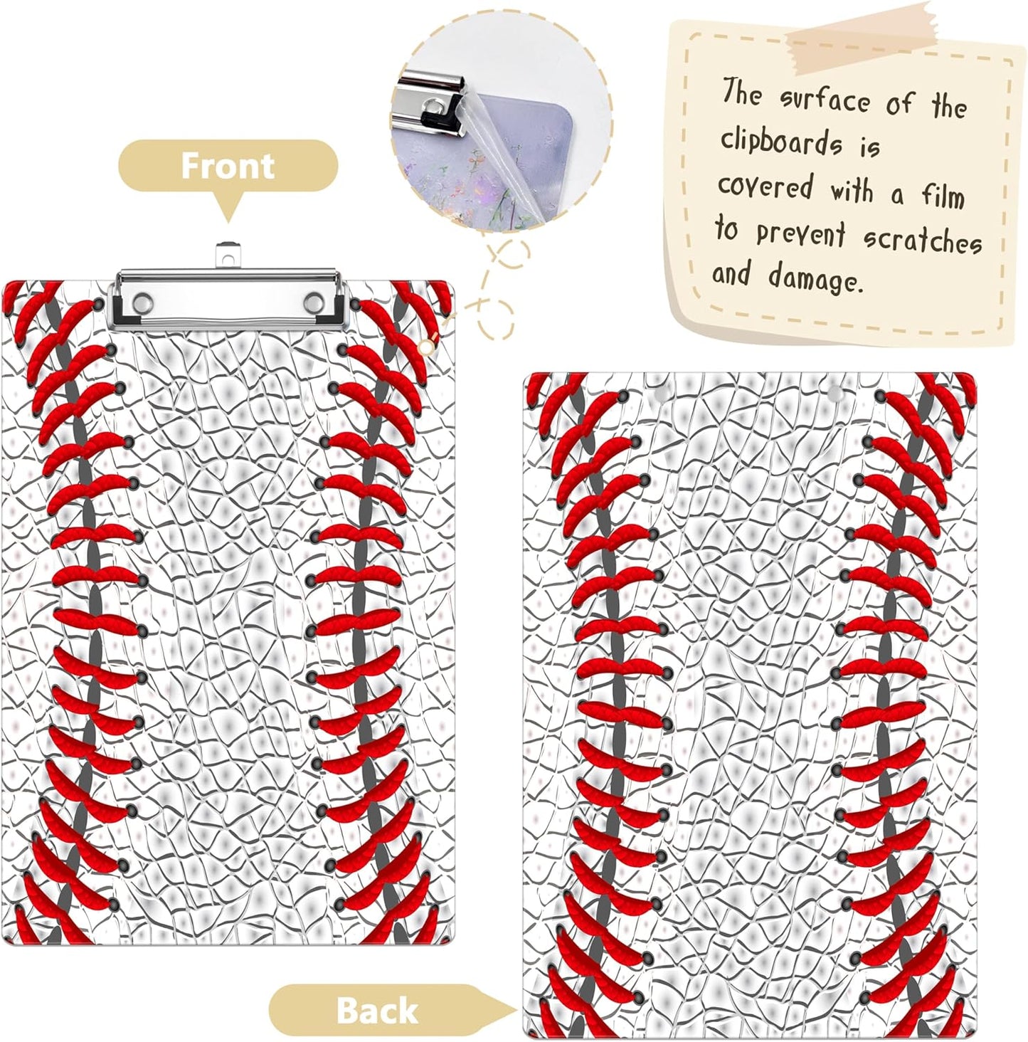 Baseball Plastic Clipboards,Decorative Plastic Acrylic Clipboard for Teacher Social Worker Students Office Supplies 8 * 12