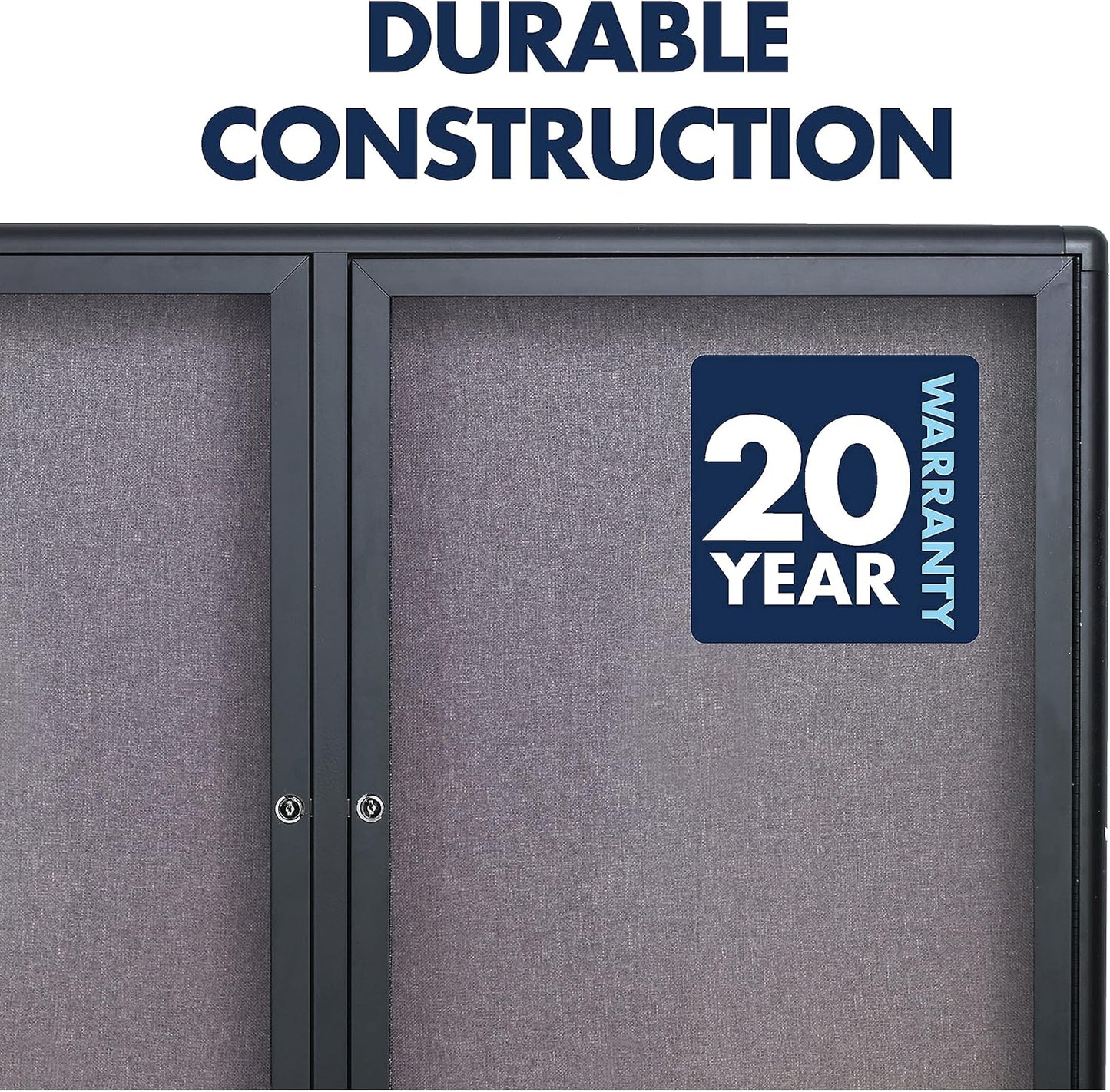 Quartet Enclosed Fabric Bulletin Board, 4 x 3 Feet, 2 Doors, Black Frame with Gray Fabric (2364L)