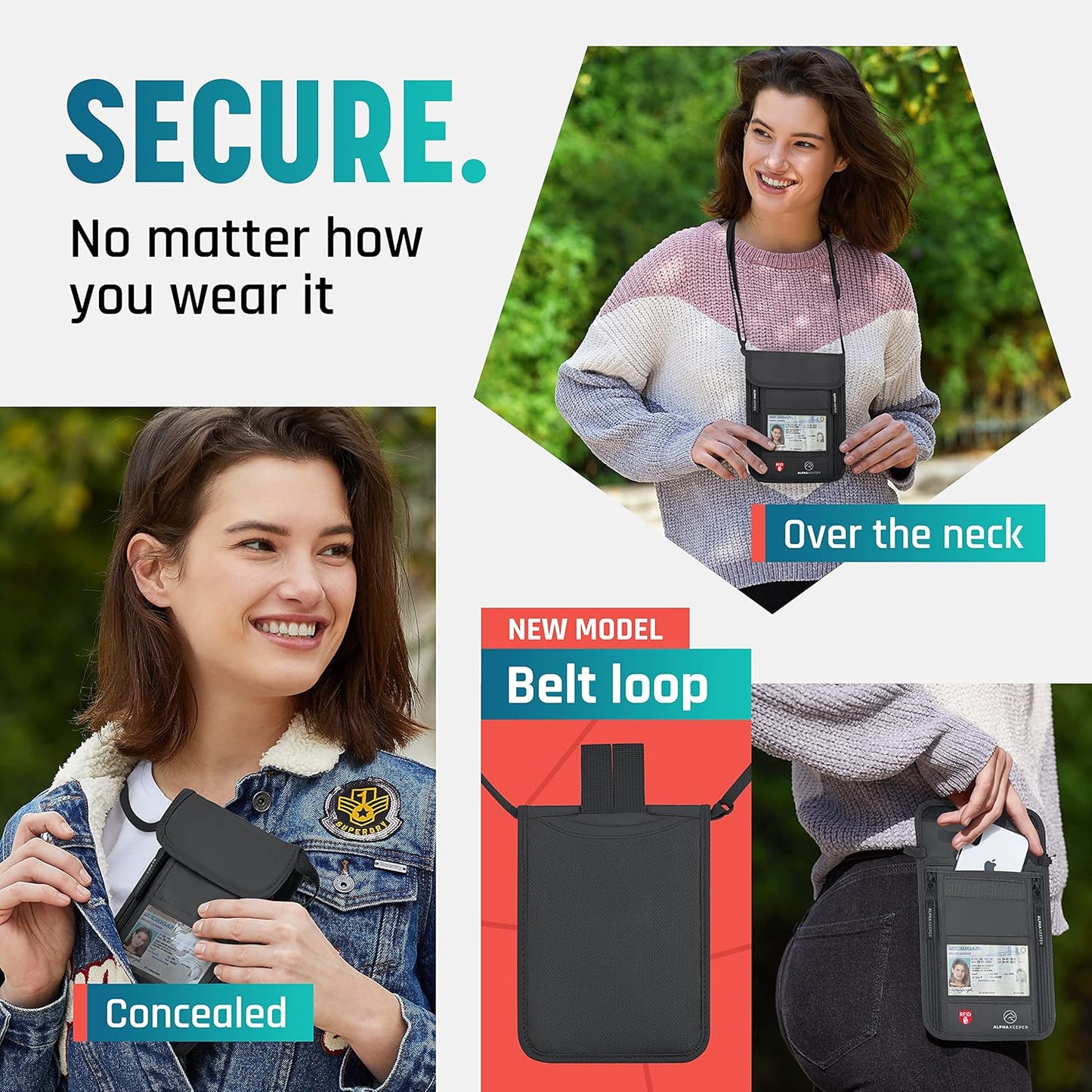 Neck Wallet, Travel Pouch For Passport Holder And Documents, Travel Neck Wallet For Traveling Women