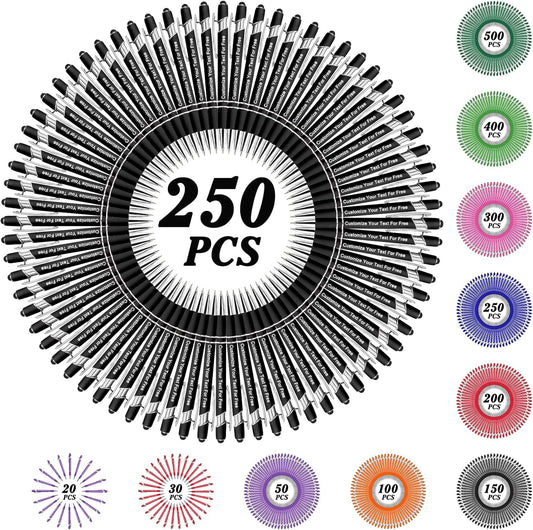 Max 500 Pcs Personalized Pens Bulk, Custom Pens with Free Engraving, Customized Stylus Tip Ballpoint Pen with Your Name Massage Text for School Office Business Graduation Anniversaries-250 Packs