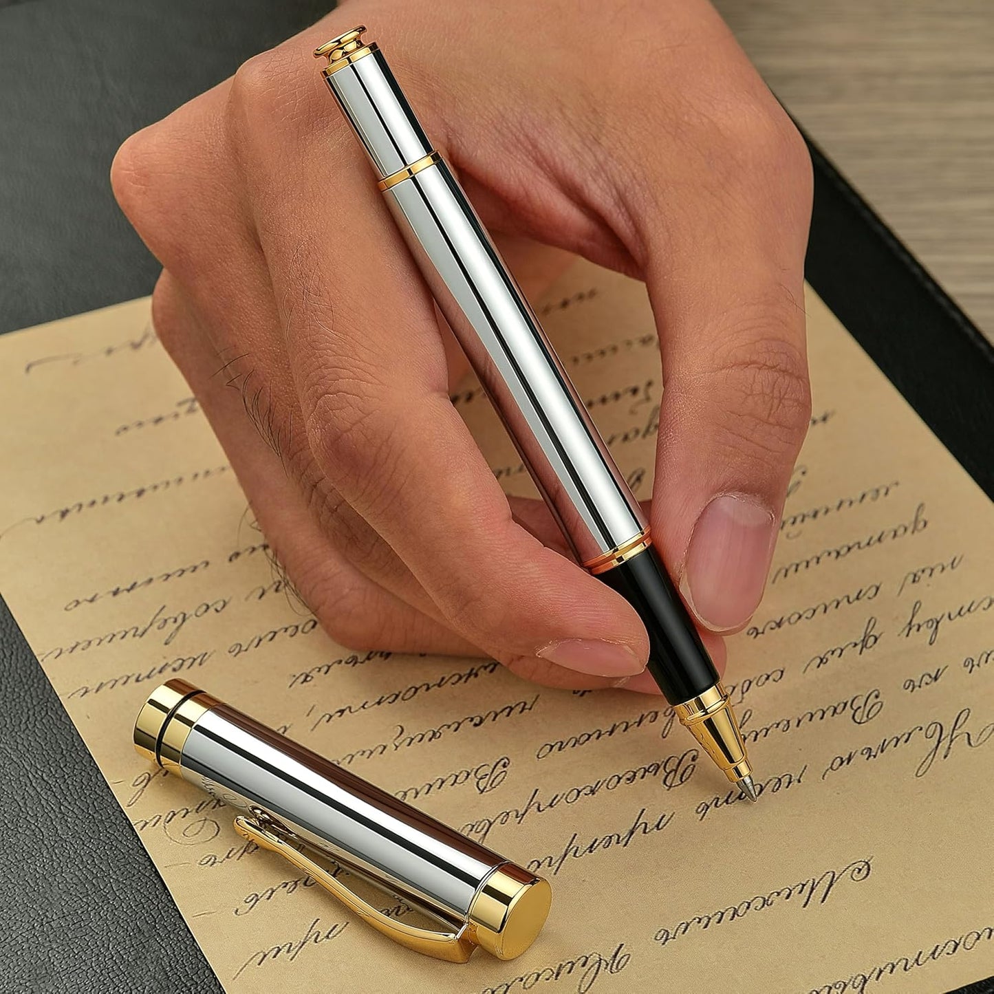 BEILUNER Ballpoint Pens (Silver Chrome and Gold Finish)