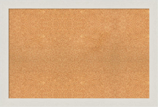 Amanti Art Natural Cork Board for Wall, 25x37 Vision Board with White Frame, Large Corkboard Office Decor for Home Organization, Country Rustic Corkboard Pinboard to Display Items for Home