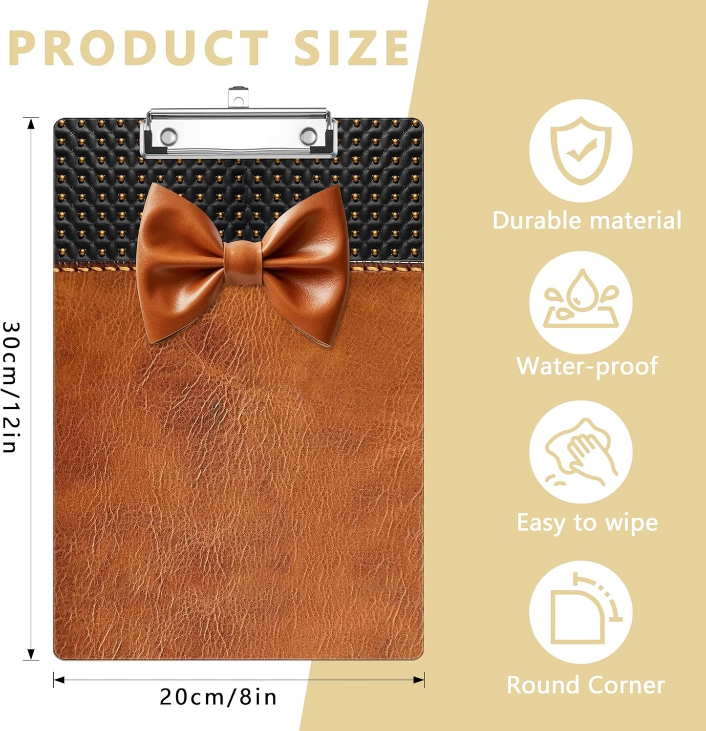 Leather Bow Plastic Clipboards,Decorative Plastic Acrylic Clipboard for Teacher Social Worker Students Office Supplies 8 * 12