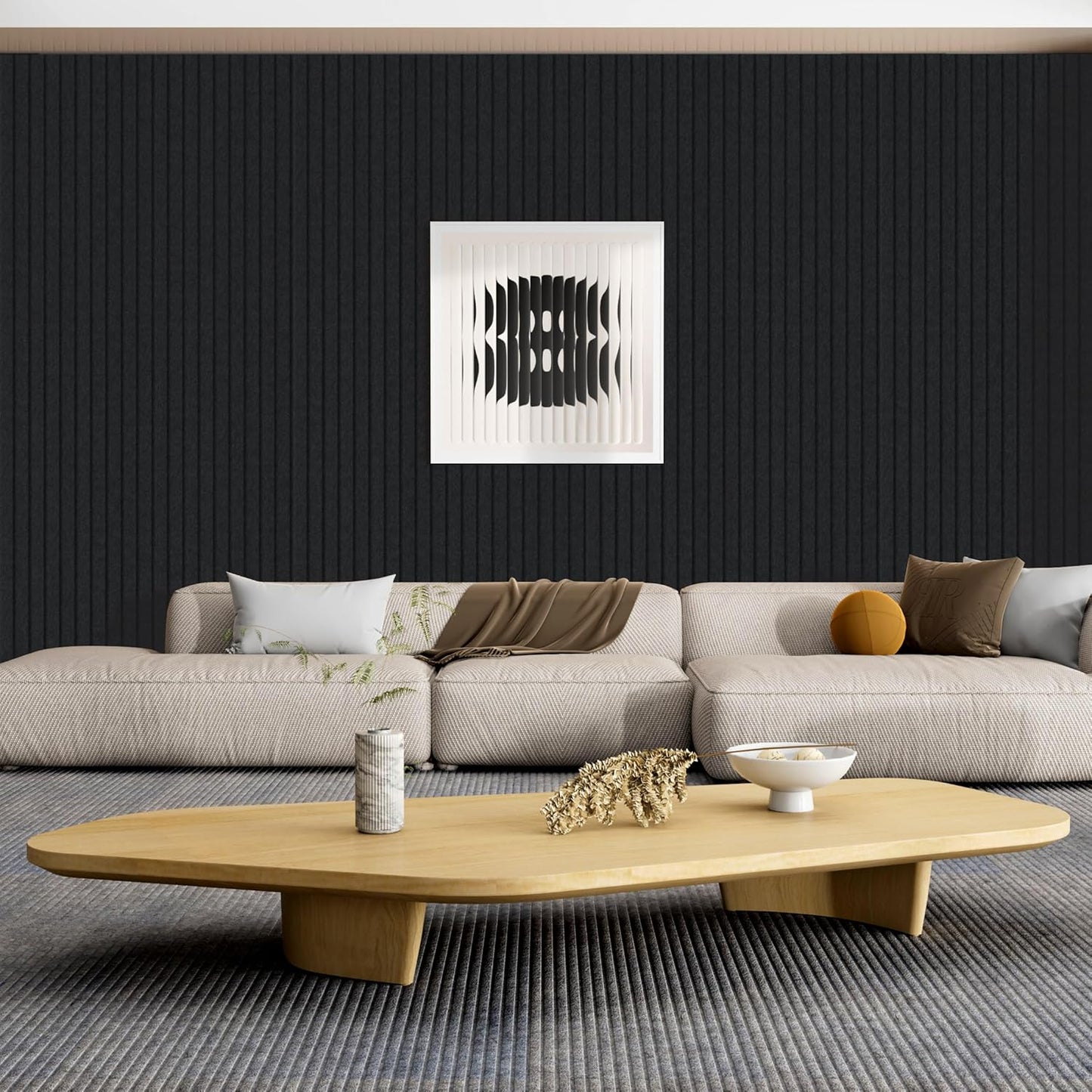 5 Pack Acoustic Panels, 48 x 24x 0.4 Inch Sound Proof Panels for Walls, Premium Wall Sound Absorbing Panels, Decorative Sound Dampening Panels for Media Room, Office and Studio,Black