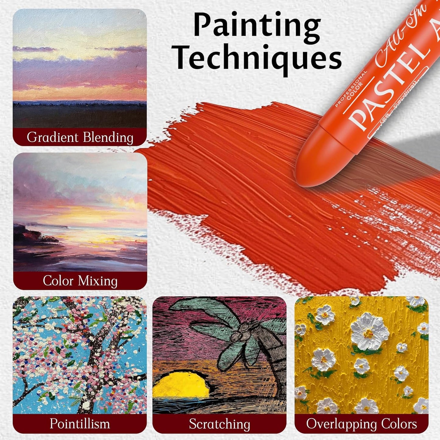 6 Pack Jumbo Oil Pastels Set (14 x 84 mm), Soft Oil Pastels with Vibrant Colors, Great Blending and Layering, Pastel Crayons for Professional Artists and Hobbyists, Shoreside