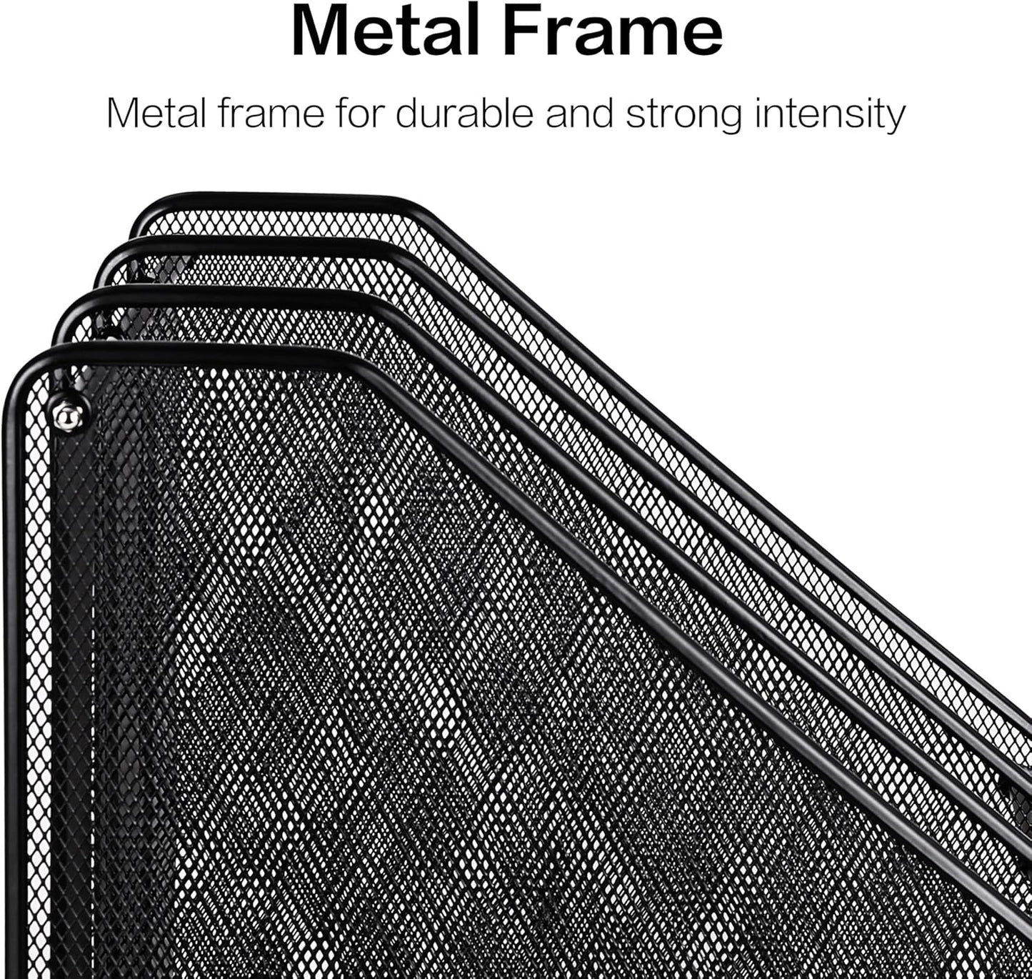 deli Mesh Magazine File Holder, Desk Organizer File Folder Document Rack for Office Organization and Storage, 3 Vertical Compartments, Black