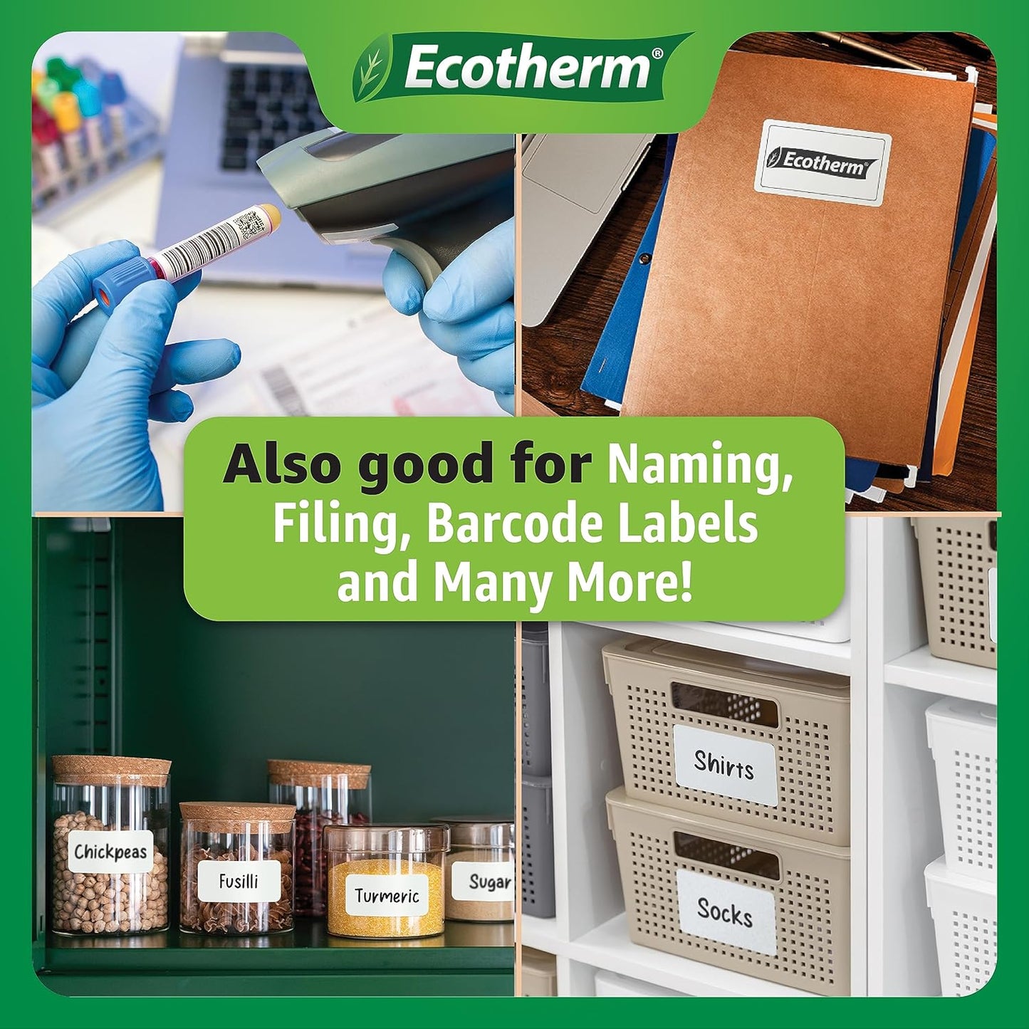 4" x 2" Mobile Printer Labels | 25 Rolls | 7500 Labels | fits Zebra ZQ630, QL420, and QLn420 Printers | Black Mark On Liner | .75" Core Rolls | by Ecotherm