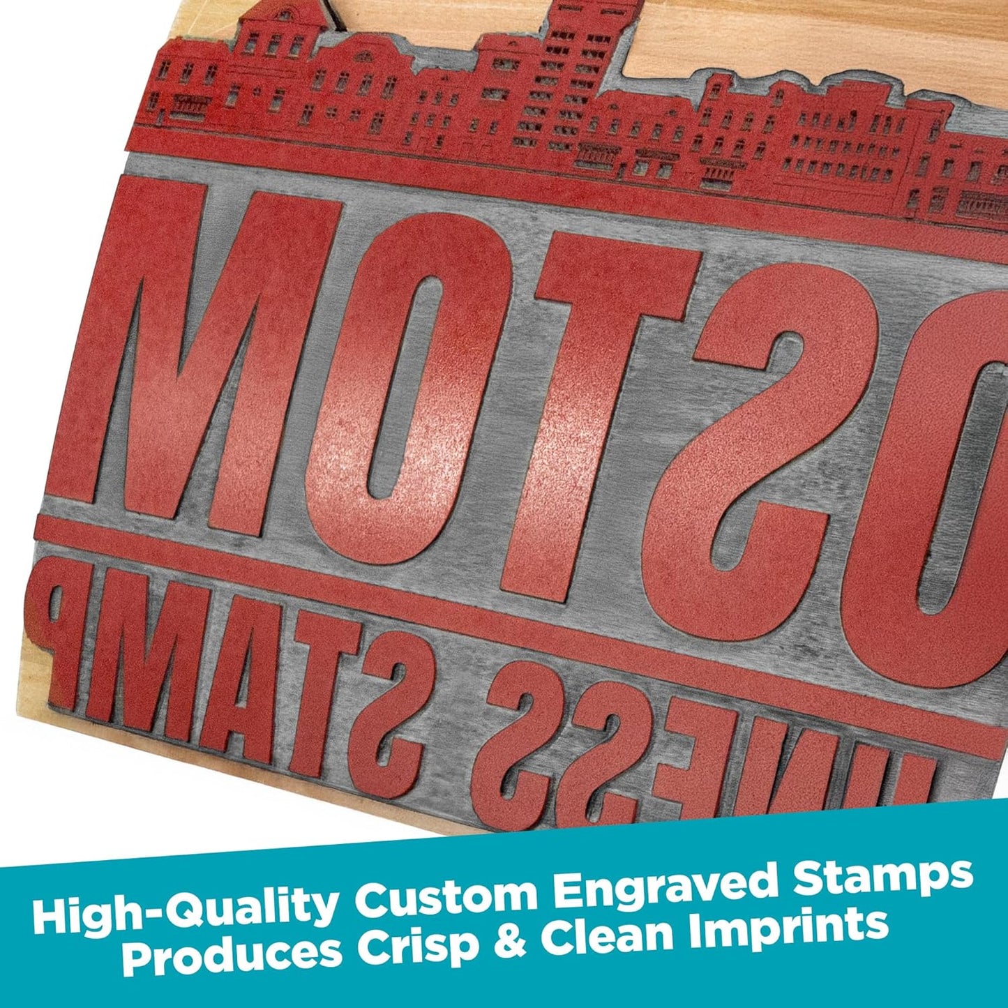 Custom Logo Hand Stamp - Personalized Wood Rubber Stamp - Upload Your Own Image (4"x4")