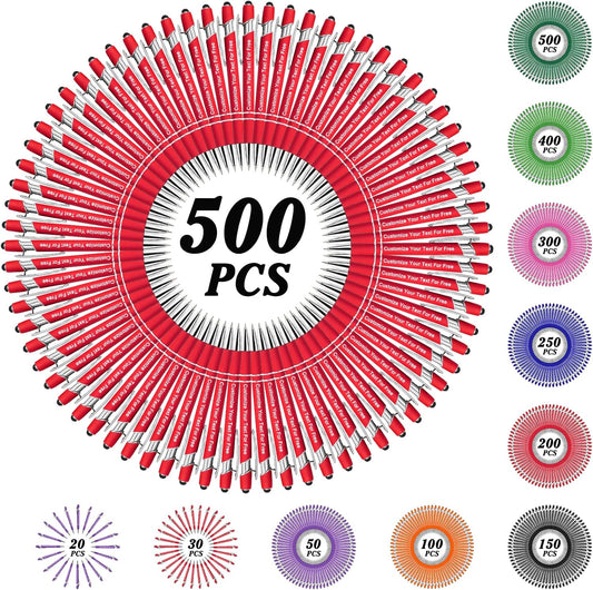 Max 500 Pcs Personalized Pens Bulk, Custom Pens with Free Engraving, Customized Stylus Tip Ballpoint Pen with Your Name Massage Text for School Office Business Graduation Anniversaries-500 Packs