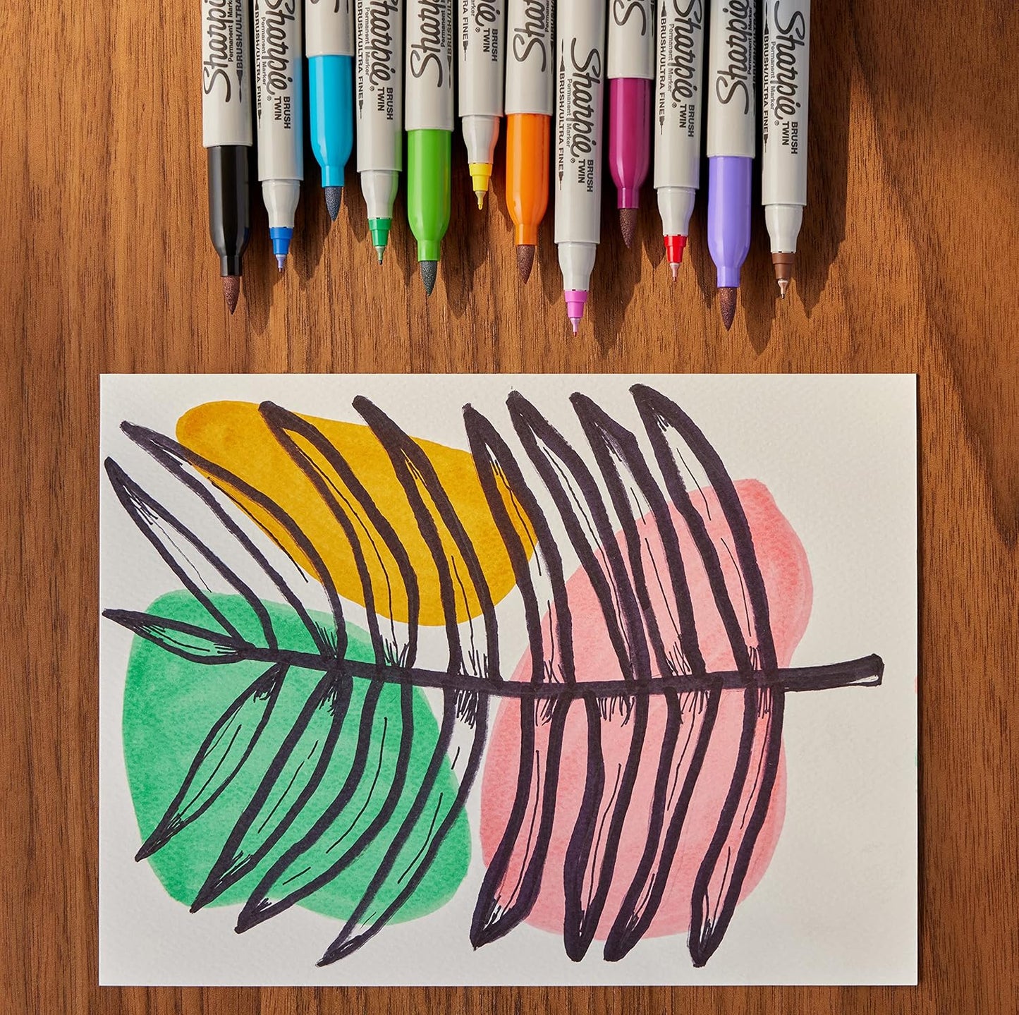 Sharpie Brush Twin Permanent Markers Brush Tip Marker and Ultra Fine Tip Marker Assorted 12 Count