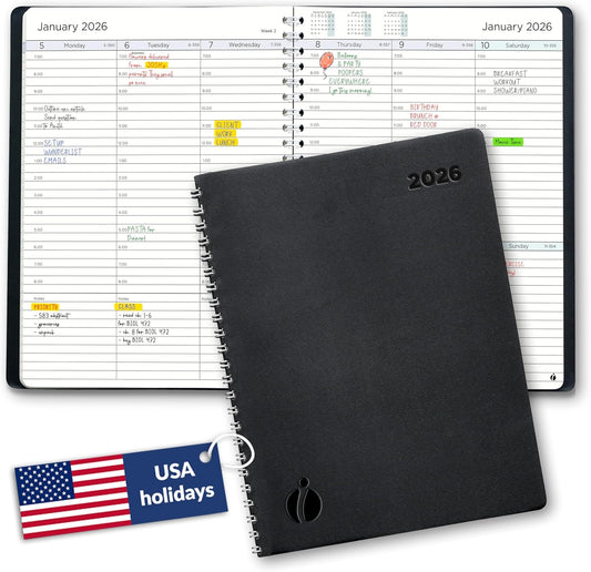 2026 Planner Weekly and Monthly – Hourly Appointment Book 2026 – Softcover, Twin-Wire Binding – Teacher Planner, Simple Design for Productivity - 6.5 x 8.5