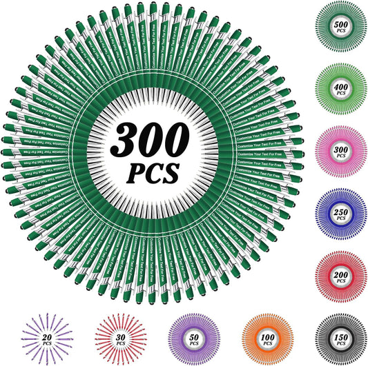 Max 500 Pcs Personalized Pens Bulk, Custom Pens with Free Engraving, Customized Stylus Tip Ballpoint Pen with Your Name Massage Text for School Office Business Graduation Anniversaries-300 Packs