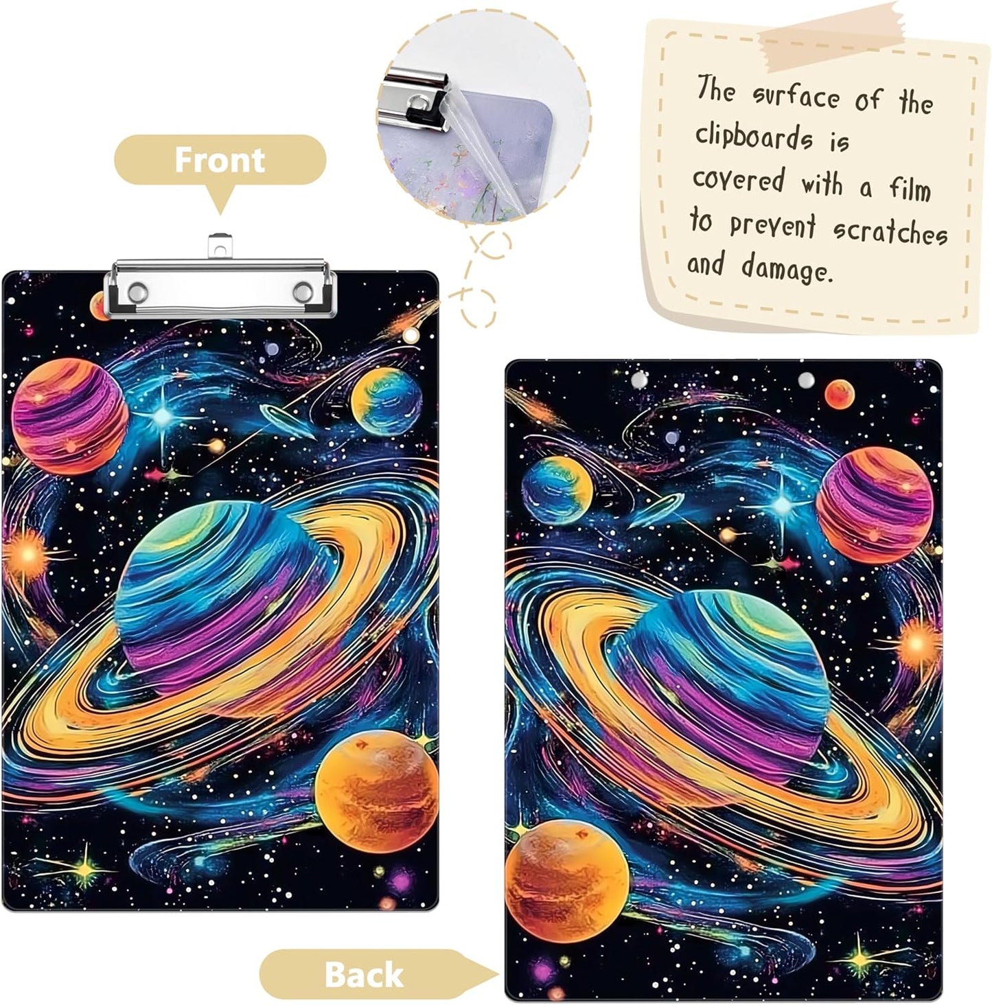 Planet Galaxy Plastic Clipboards,Decorative Plastic Acrylic Clipboard for Teacher Social Worker Students Office Supplies 8 * 12