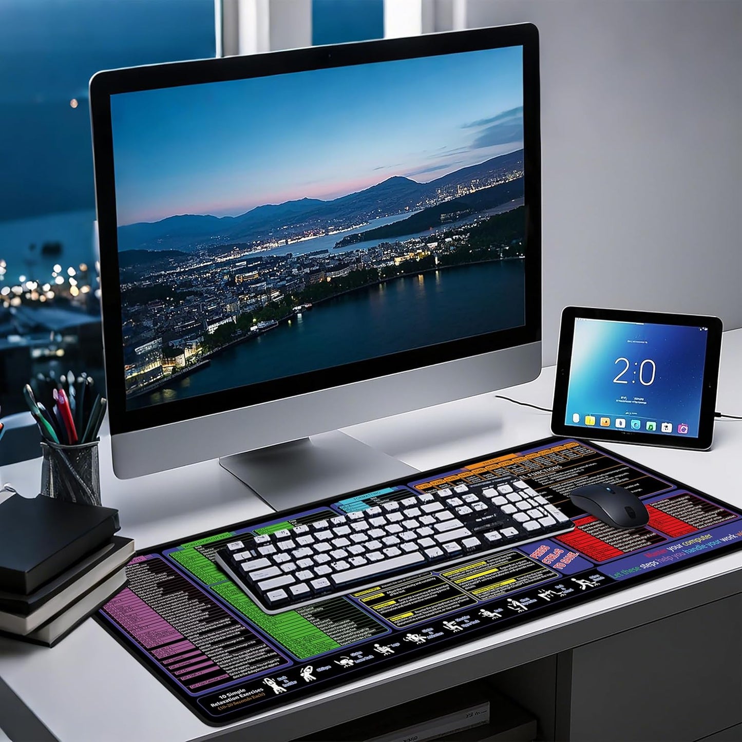 All-in-One Office & Gaming Mouse Pad: Excel/Word/Power Point Mouse pad - XL Waterproof, Non-Slip Desk Mat with Stitched Edges 35.5 x 15.7inches x 3mm