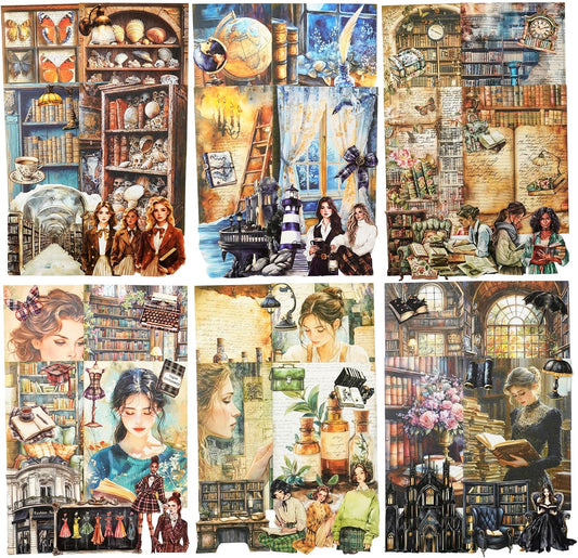 Gothic Scrapbook Stickers Set – 150PCS Vintage Academy Theme Stickers on Washi & Kraft Adhesive Paper, Pre-Cut Borderless Design, for Journals, Collage, DIY Decor