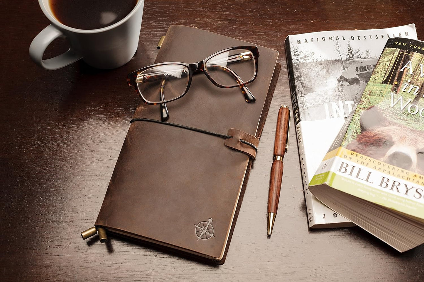 Wanderings Regular Size Travelers Notebook/Handcrafted Genuine Leather Journal - 4.5"x8.5" / 11.5cm x 22cm - Refillable Travel Journal Rugged to Capture All Life's Adventures - 100 GSM Blank Inserts