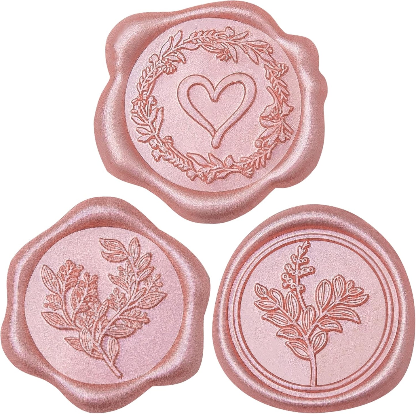 60 Pcs Rose Gold Wax Seal Stickers Self-Adhesive Envelope Seals Stamp Stickers, Perfect for Wedding Invitations Seating Chart Christmas Gift Wrapping 3 Designs in 1 Pack