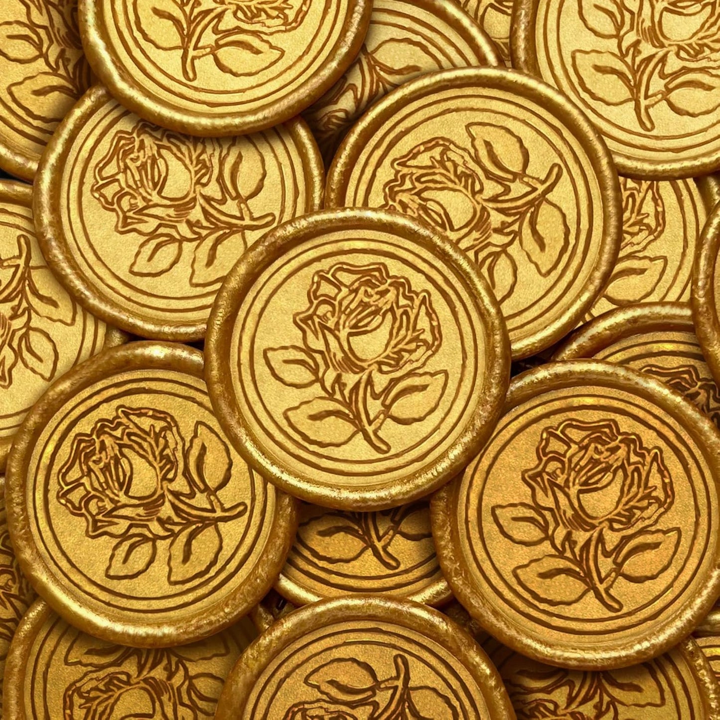 100Pcs Wax Seal Stickers Handmade Envelope Seals Self Adhesive Wax Stickers for Wedding Party Invitations, Envelope, Gift Wrap, Christmas(Rose Style, Gold)