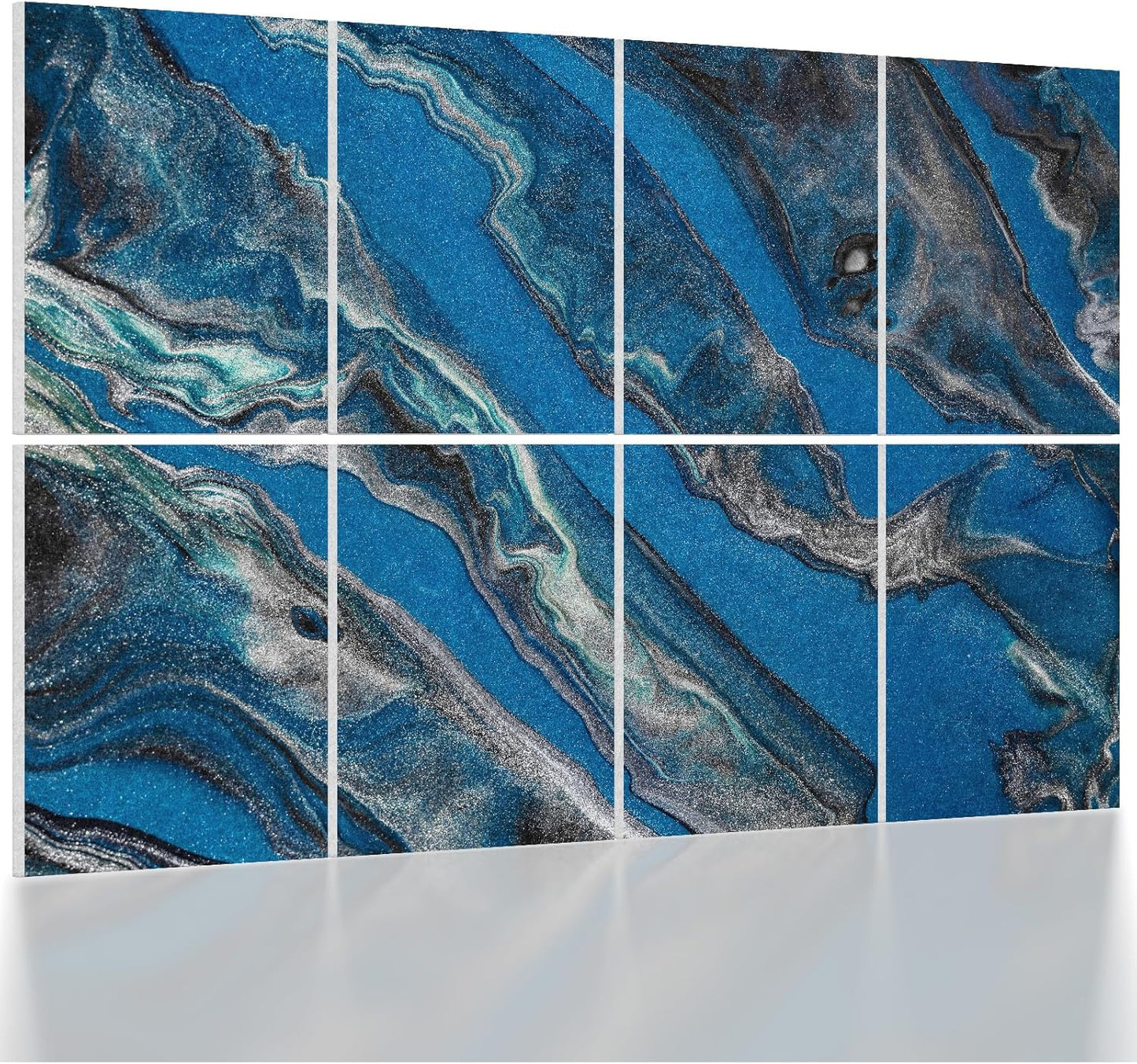 UMIACOUSTICS 8 Pcs 0.7Inch Thick Art Acoustic Panels, Total 47.2” x 31.5” Decorative Sound Absorbing Art Panels, Acoustical Wall Panels for Home, Office, Hotel, Dark Night Blue