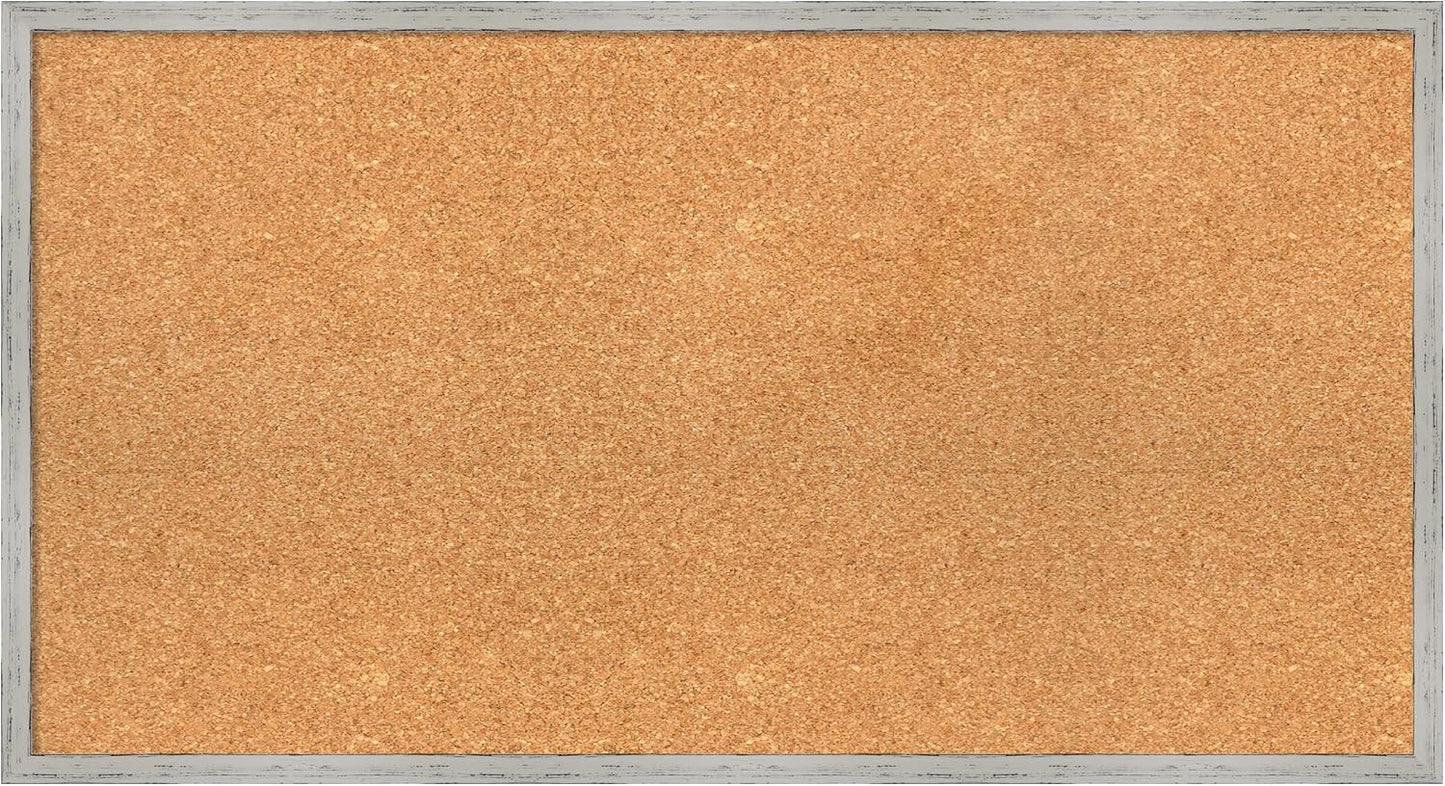 Amanti Art Natural Cork Board for Wall, 19x35 Vision Board with White Frame, Large Corkboard Office Decor for Home Organization, Cottage Corkboard Pinboard to Display Items for Home Organization in