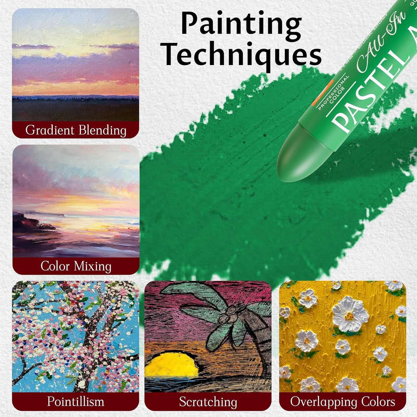 6 Pack Jumbo Oil Pastels Set (14 x 84 mm), Soft Oil Pastels with Vibrant Colors, Great Blending and Layering, Pastel Crayons for Professional Artists and Hobbyists, Lemon