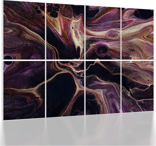 UMIACOUSTICS 8 Pcs 0.7Inch Thick Art Acoustic Panels, Total 47.2” x 31.5” Decorative Sound Absorbing Art Panels, Acoustical Wall Panels for Home, Office, Hotel, Lit-Purple