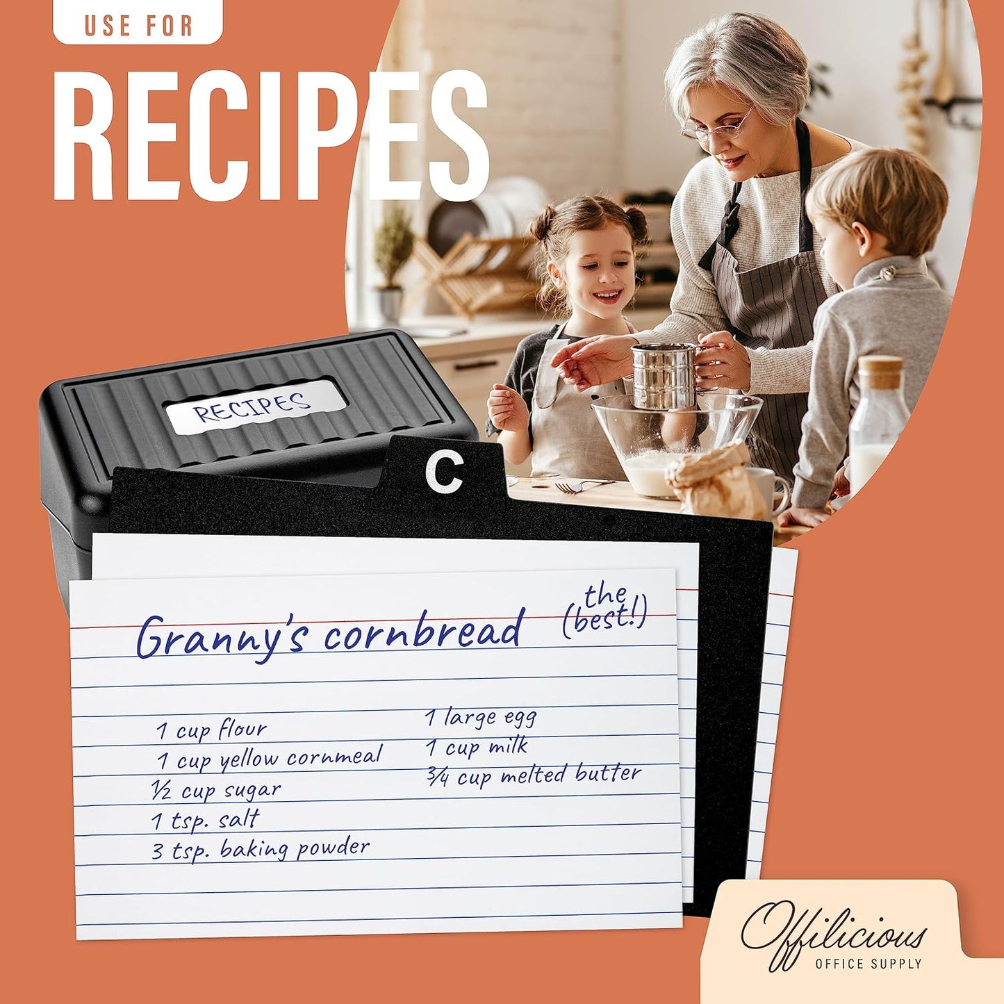 25 Black Index Card Dividers 3x5" - Large Index Cards for Index Card Box, Index Card Organizer, Index Cards Holder - Alphabetical File Dividers, Recipe and Card Guides, Greeting Cards