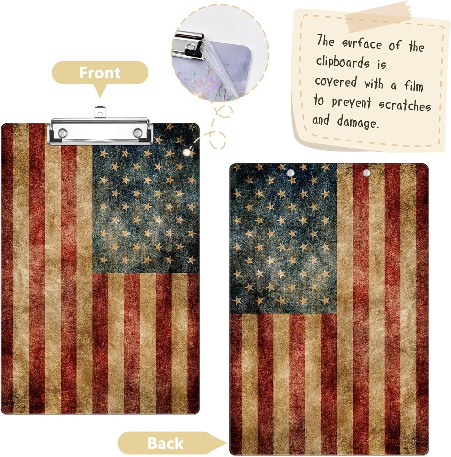 American Flag Plastic Clipboards,Decorative Plastic Acrylic Clipboard for Teacher Social Worker Students Office Supplies 8 * 12