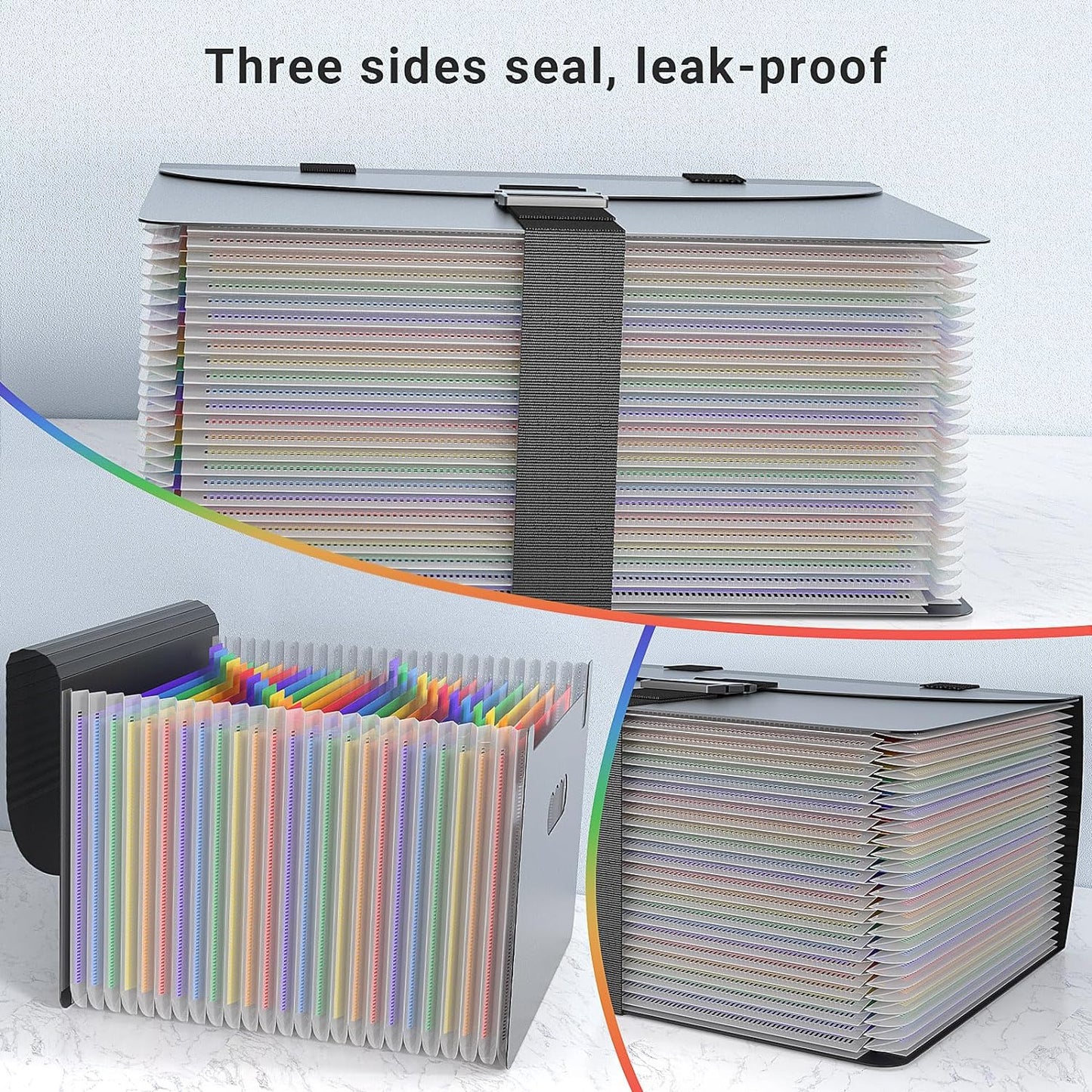 File Organizers with Handle,25 Pockets Accordion File Organizer,Portable Expanding File Folder for Receipt,Bill, A4/Letter Size Paper,Documents,a-z Tabs Included in Filing Folder Frosted