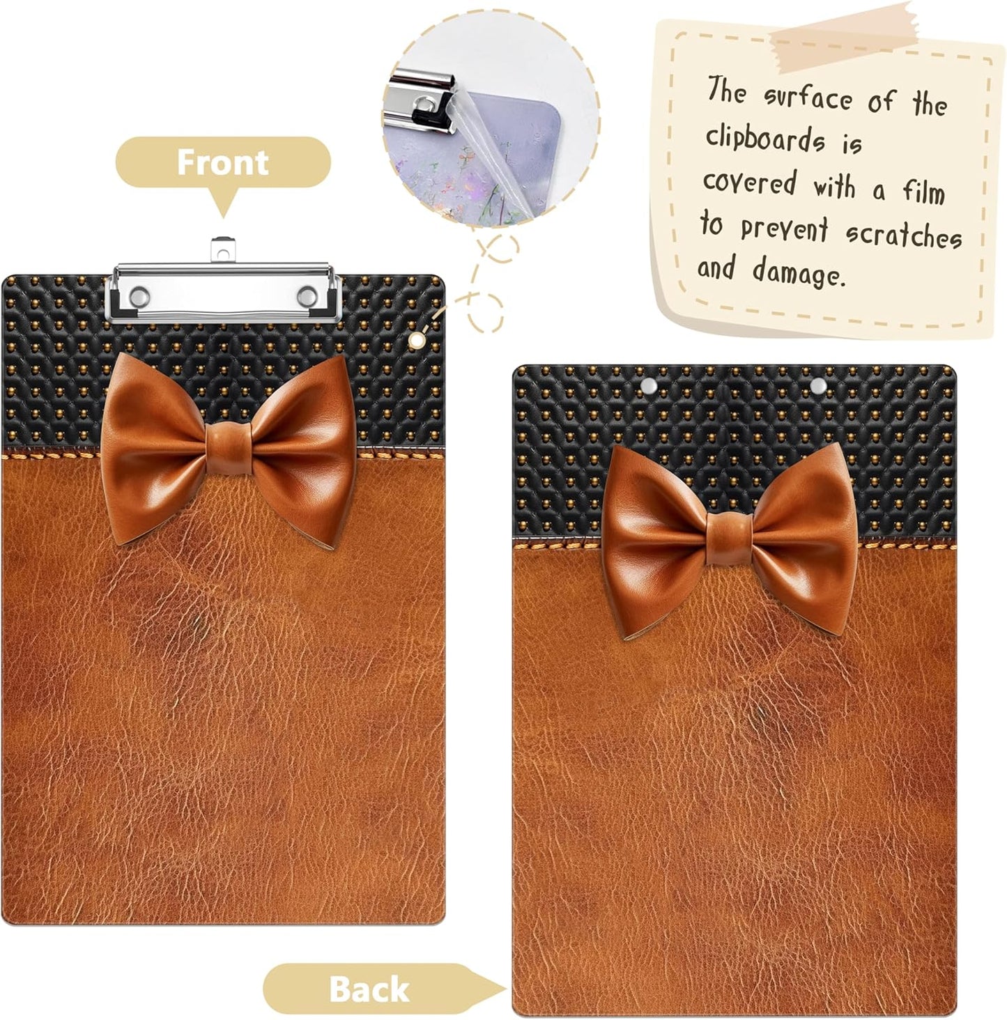 Leather Bow Plastic Clipboards,Decorative Plastic Acrylic Clipboard for Teacher Social Worker Students Office Supplies 8 * 12