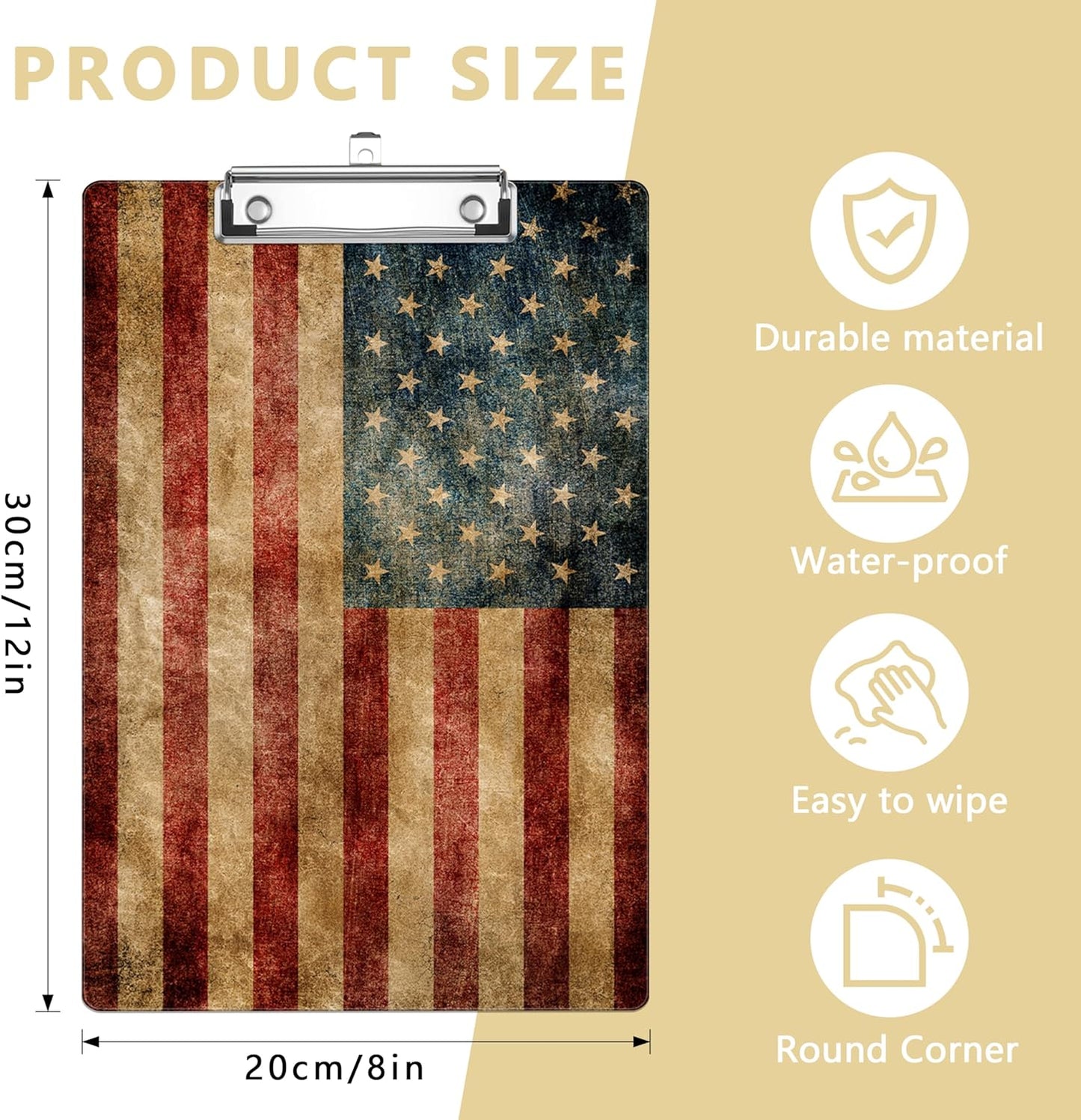 American Flag Plastic Clipboards,Decorative Plastic Acrylic Clipboard for Teacher Social Worker Students Office Supplies 8 * 12