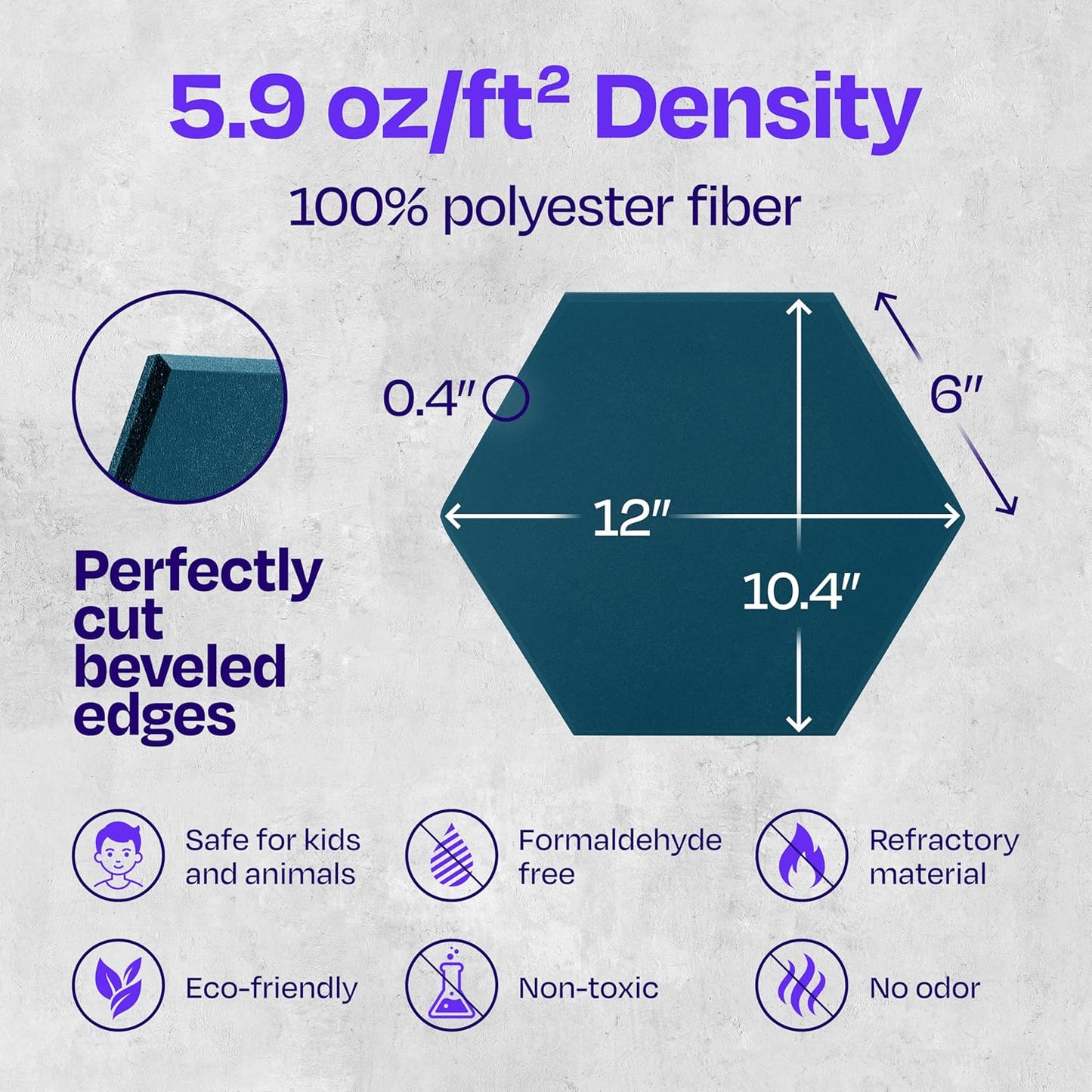 Acoustic Panels 12-Pack Soundproof Wall Panels 12"X10.4"X0.4" Sound Panels High Density Sound Dampening Panels - [Ocean Turquoise Hexagon]