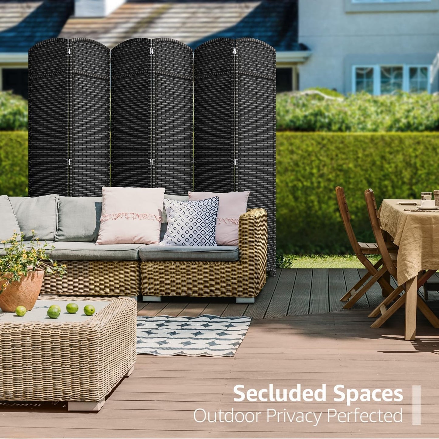 Sorbus 6 Panel Room Divider 6 ft. Tall - Privacy Screen, Extra Wide Double Hinged Panels, Mesh Hand-Woven Design, Partition Room Dividers and Folding Privacy Screens, Wall Divider for Room Separation