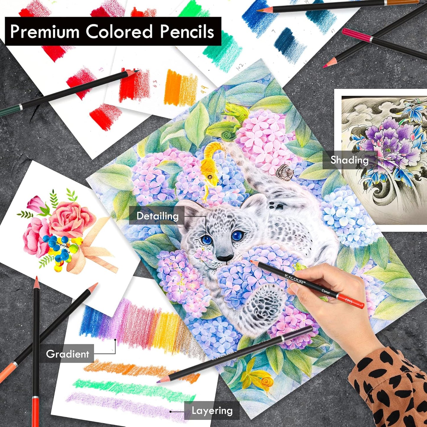 KALOUR Premium 144 Drawing Pencil Set,including 120 Colored Pencils and 24 Sketch Kit,Art Pencil Kit in Zippered Travel Case, for Drawing,Sketching and Coloring,Ideal for Beginner,Artists and Adults